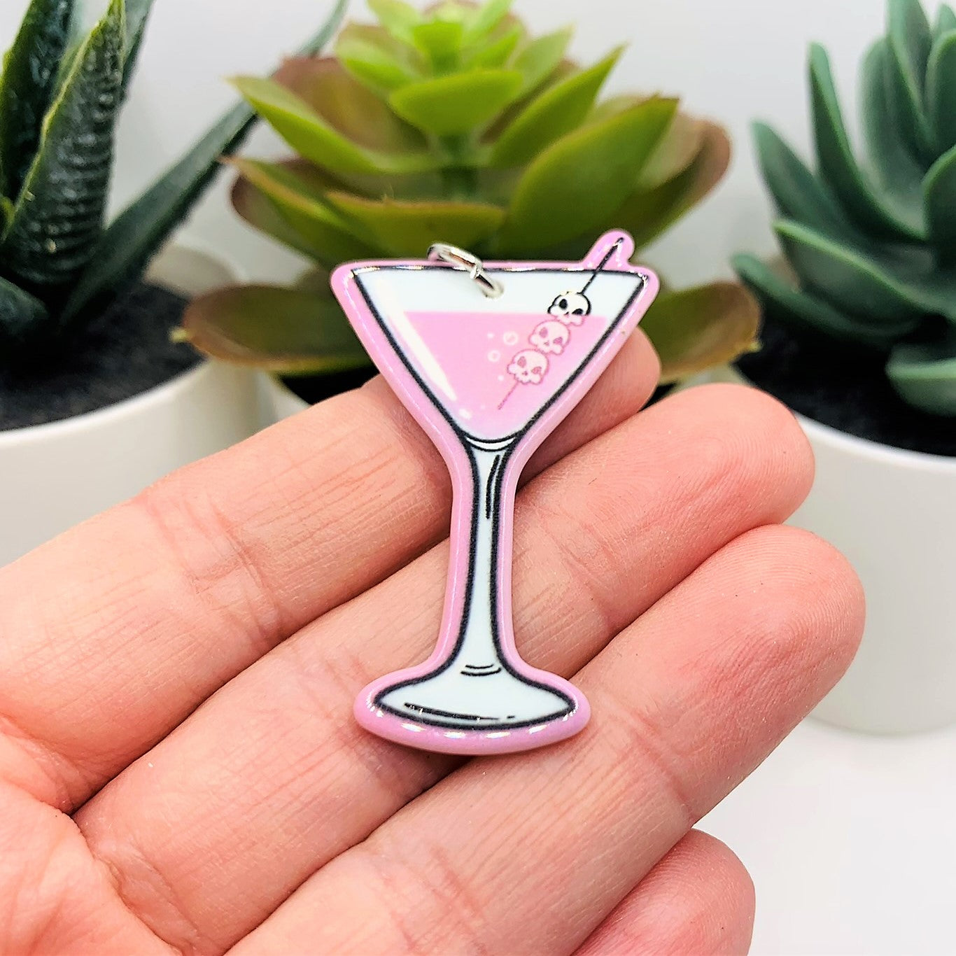 Pink Killer Martini Halloween Charms