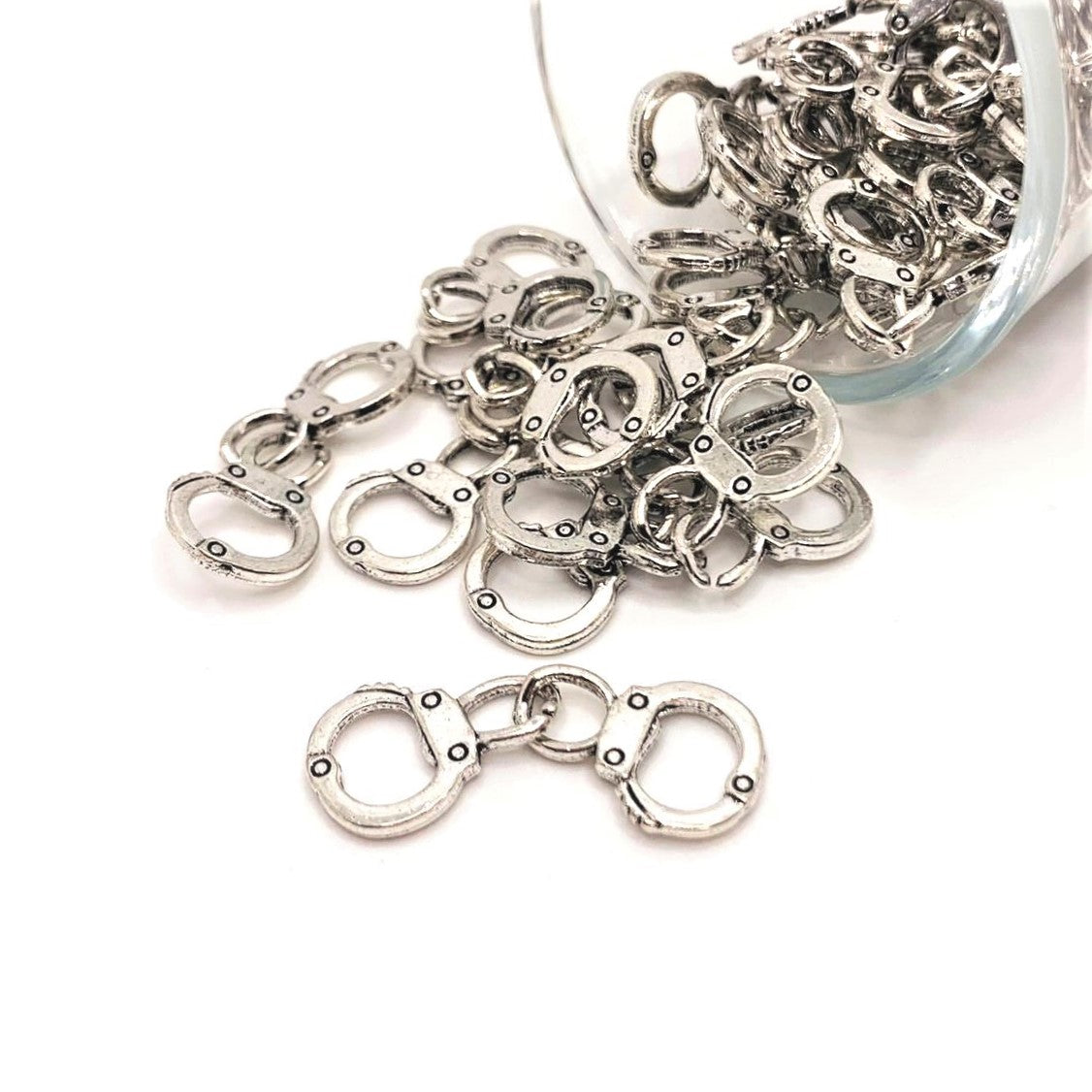 Silver Handcuff Partners in Crime Charms, 17x12mm