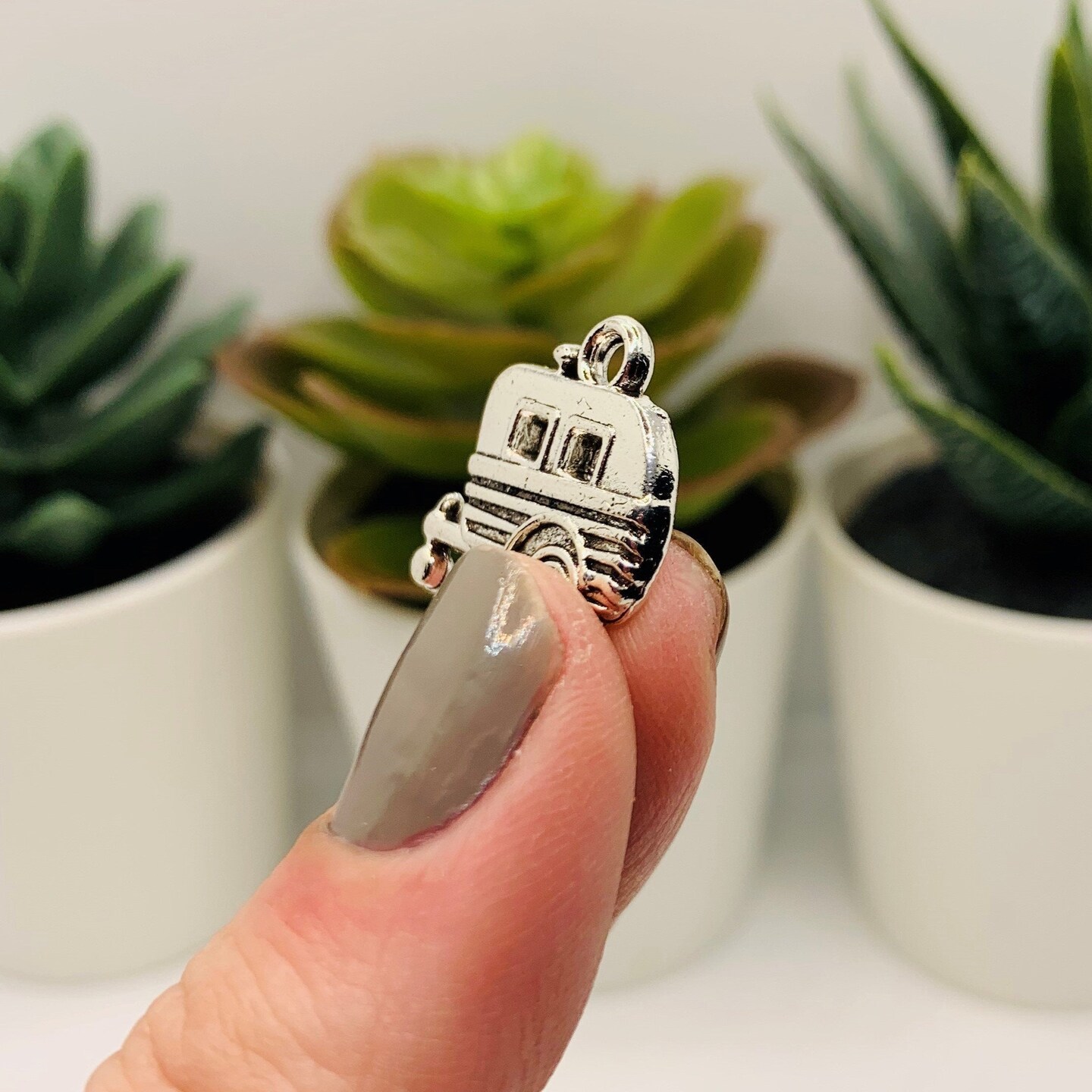 Silver Camping Trailer Charms, 17x18mm