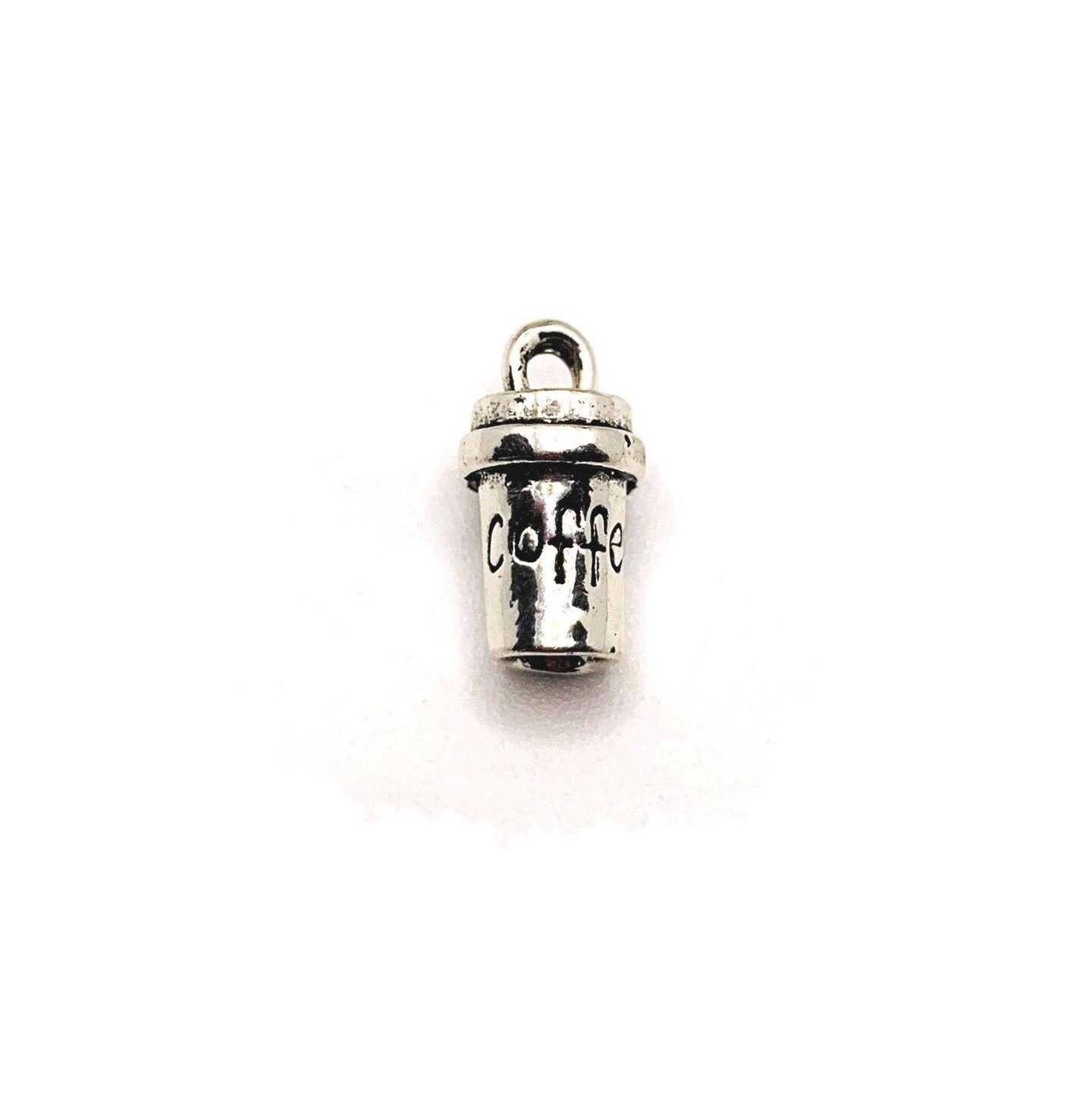 Silver Coffee Cup 3D Charms, 15x8mm