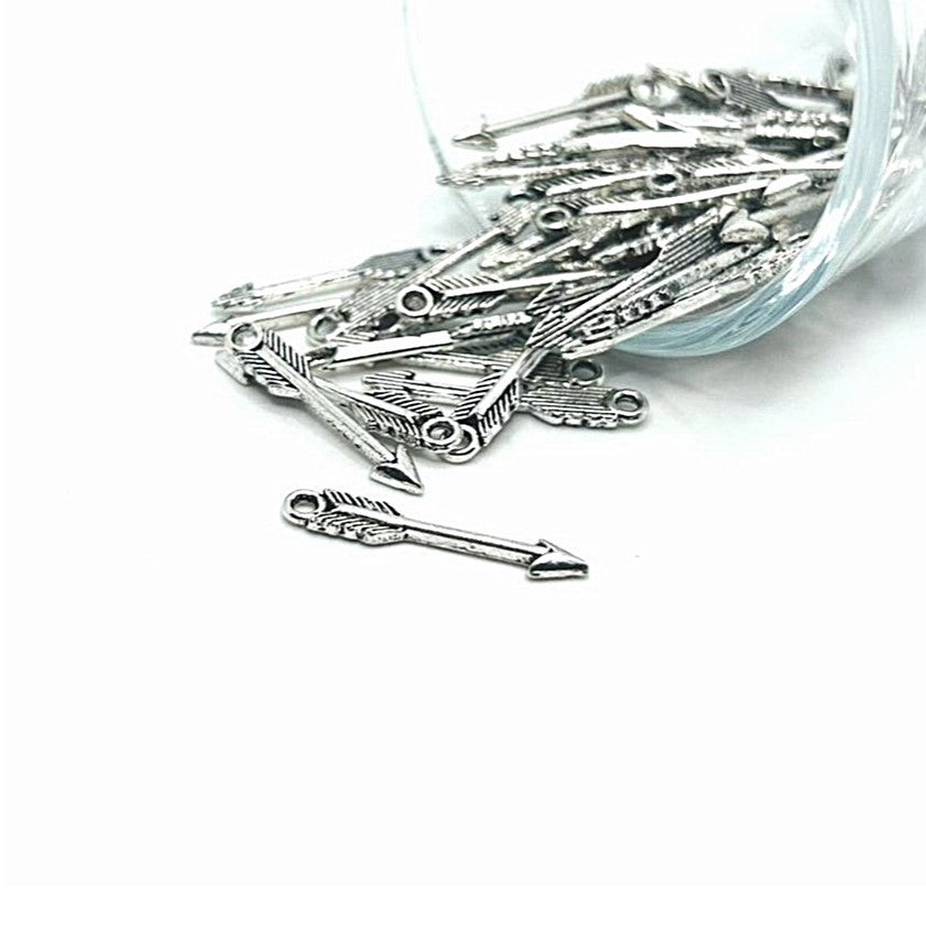 Small Silver Arrow Charms, 22x4mm