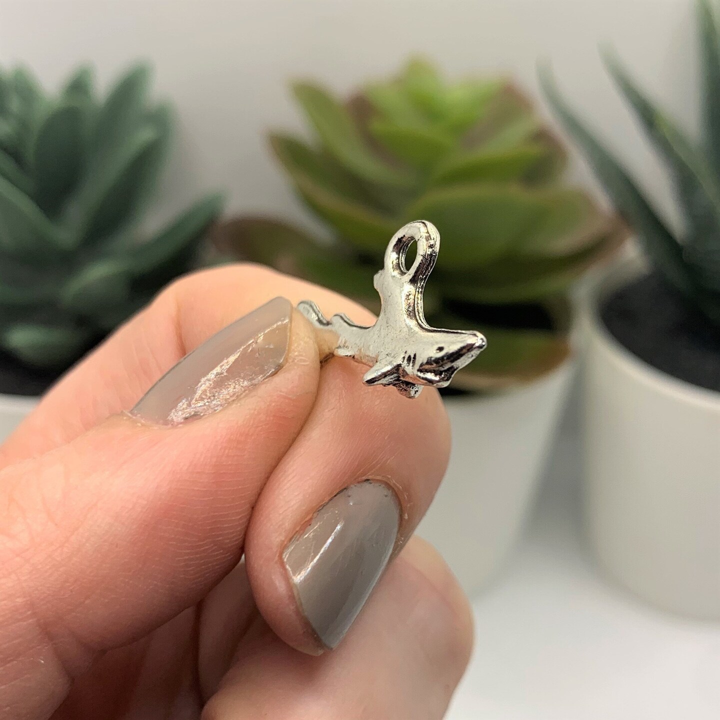 Silver Shark 3D Charms, 13x24mm
