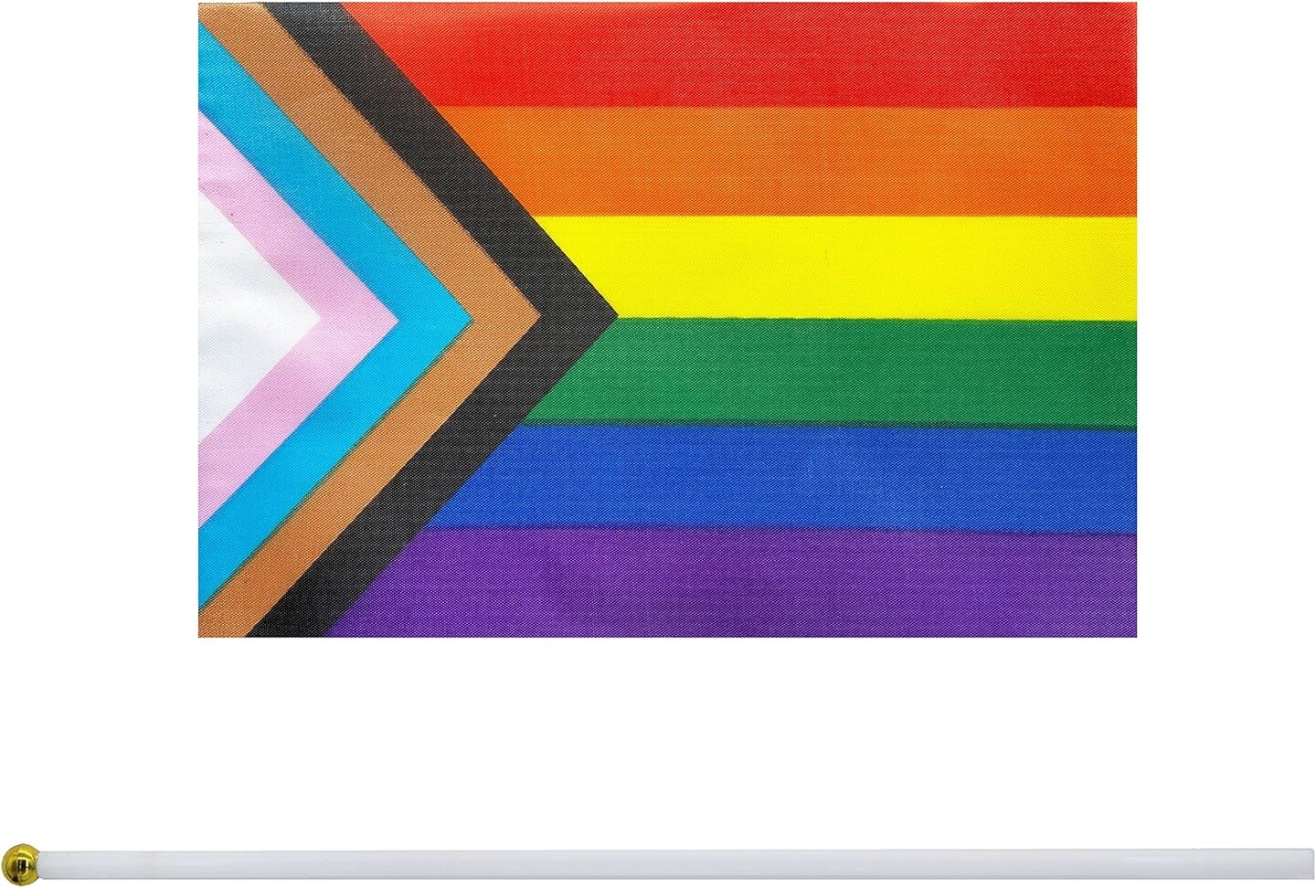 50 Pack Progress Rainbow Pride Small Mini Hand Held Stick Flag,USA American Rainbow Flag,Progress Party Decorations Supplies For Parades.