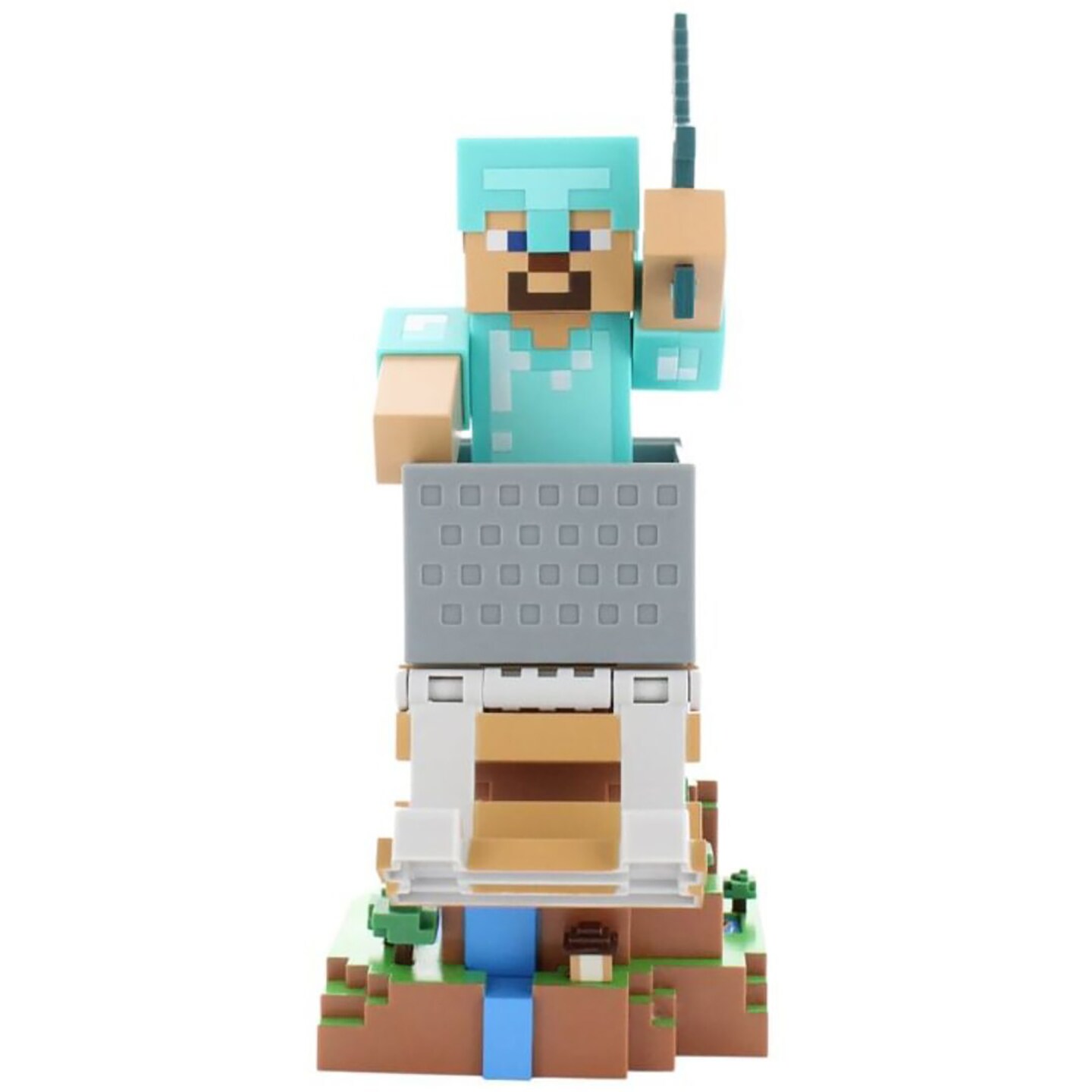 Exquisite Gaming: Minecraft: Steve In Diamond Armour - Cable Guys R.E.S.T Controller & Phone Holder, Collectible Device Gaming Stand, Licensed Figure