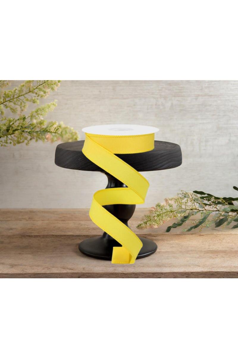 7/8&#x22; Diagonal Weave Ribbon: Yellow (10 Yards)