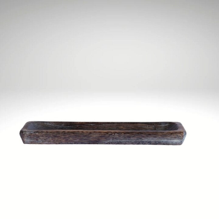 Antique Brown Paulownia Wood Tray – Rustic 19.5" Decorative Centerpiece Bowl for Farmhouse & Table Decor