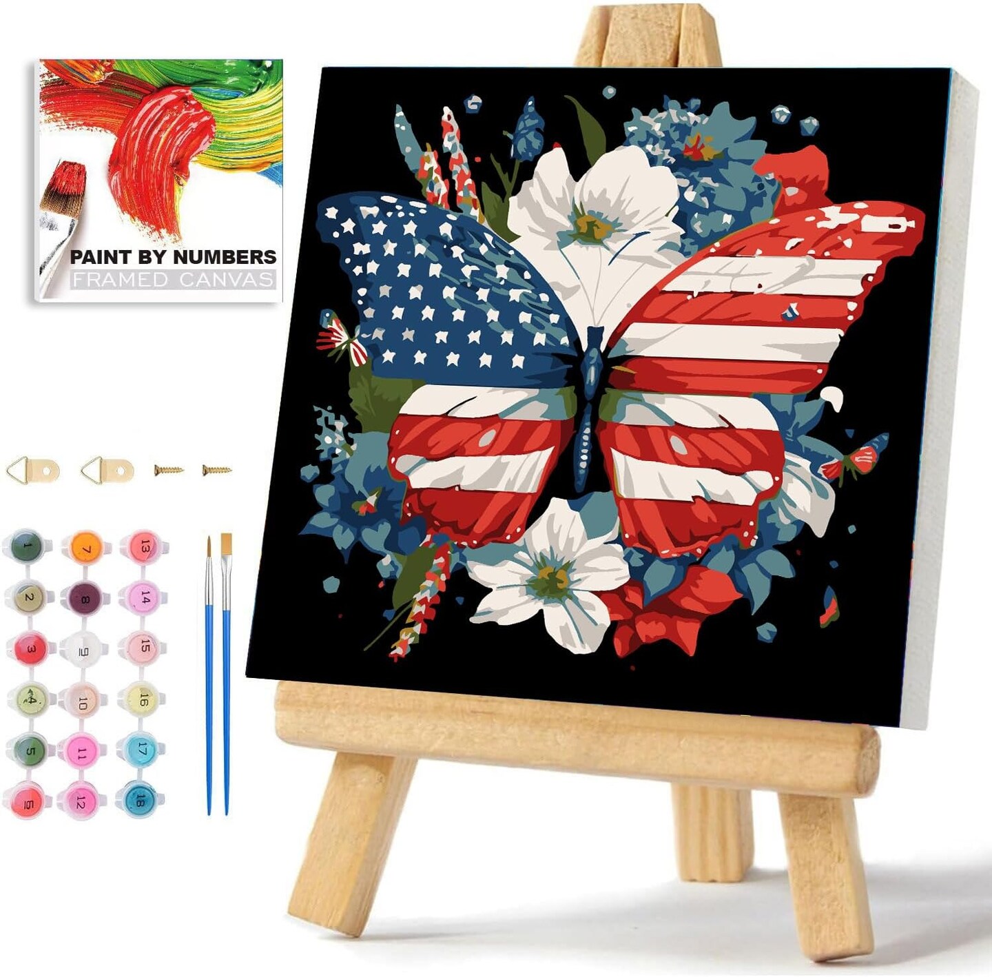 Butterfly Paint by Numbers Kit for Kids with Framed- Easy Paint by Numbers Kit for Kids Age 4-12, Simple Painting Paint by Numbers for Gift Home Wall Decor(10x10Inch)
