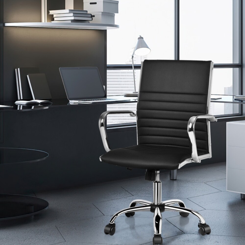 PU Leather Ergonomic Office Chair with Swivel, Rocking, Armrests and 330 lbs Capacity