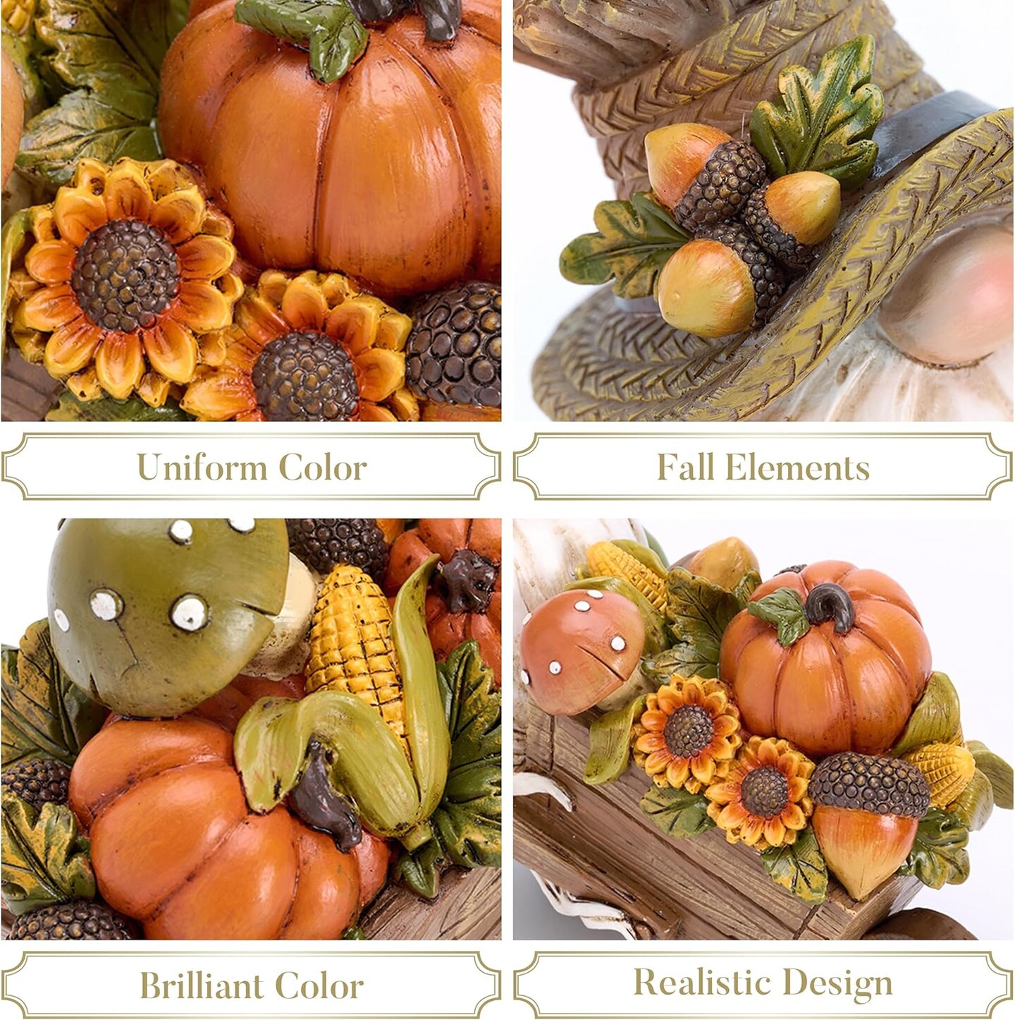 2 Pcs Fall Gnomes Decor for Table Indoor Outdoor(Brown)