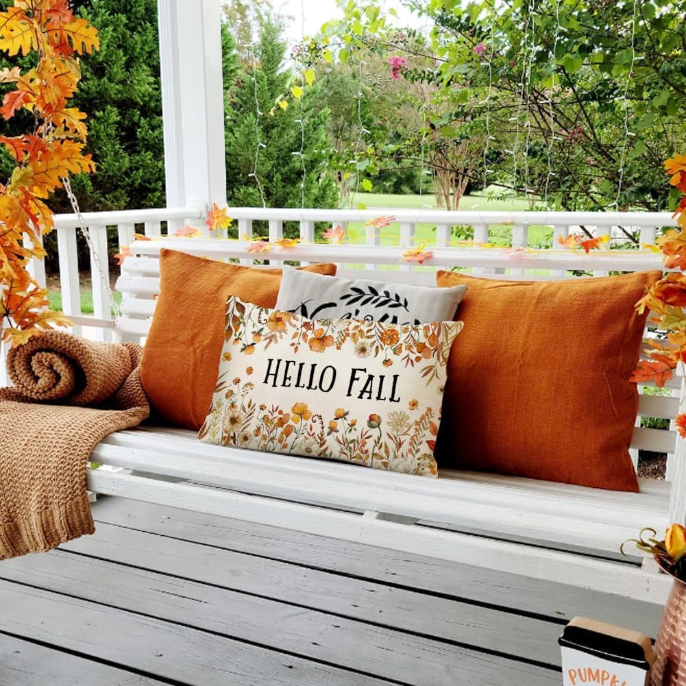 Autumn Flowers Thanksgiving Lumbar Outdoor Cushion Case Decoration