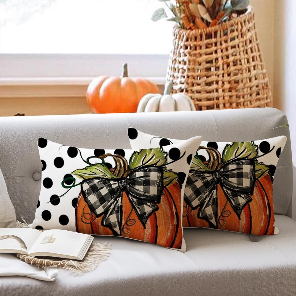 Polka Dot Pumpkin Decorative Pillows Thanksgiving Outdoor Autumn Throw Pillows Decoration