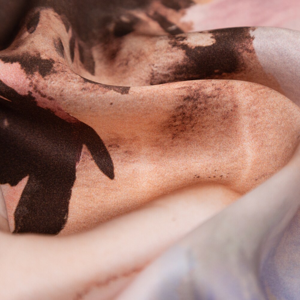 1 Yard Italian Pale Pink Abstract Floral Silk Charmeuse 55 inch Width