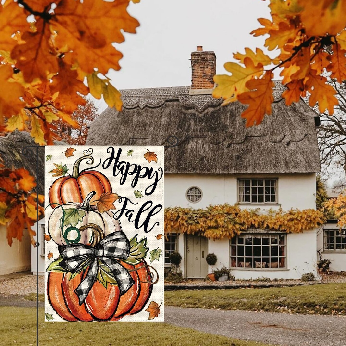 Happy Fall Garden Flag(Orange)