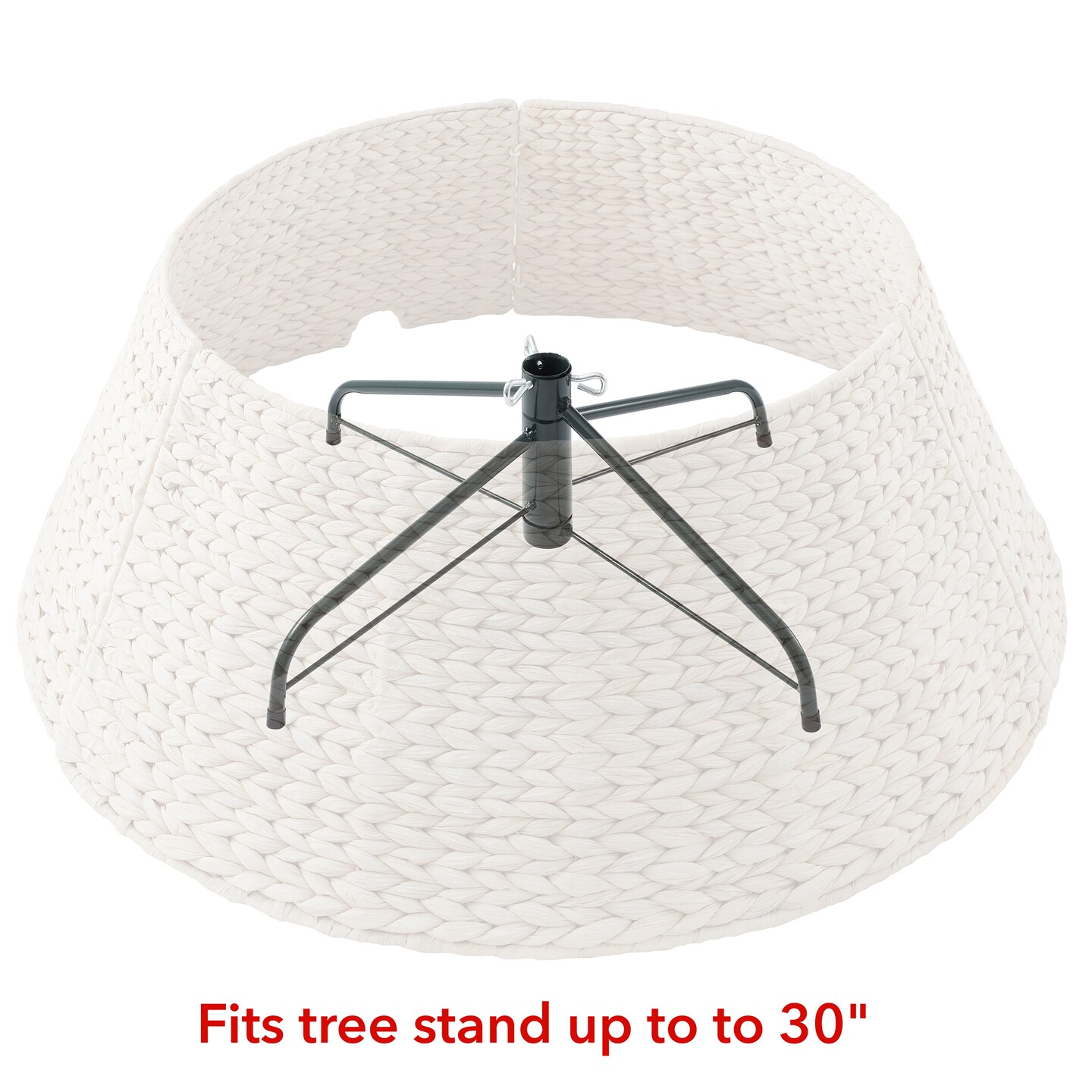 Casafield Christmas Tree Collar, Woven Water Hyacinth Tree Base Cover with Cord Cut Out