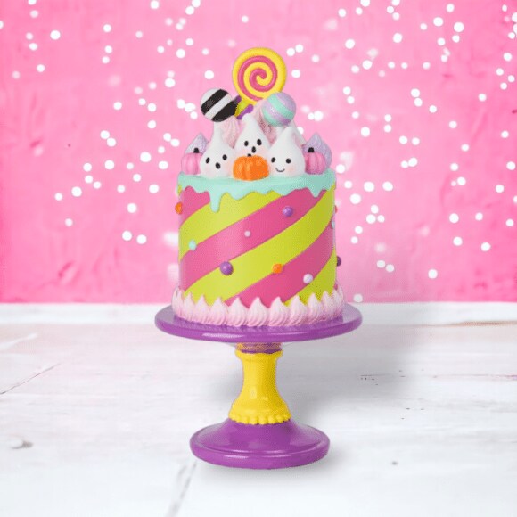 12&#x22; Pastel Pink Resin Halloween Cake