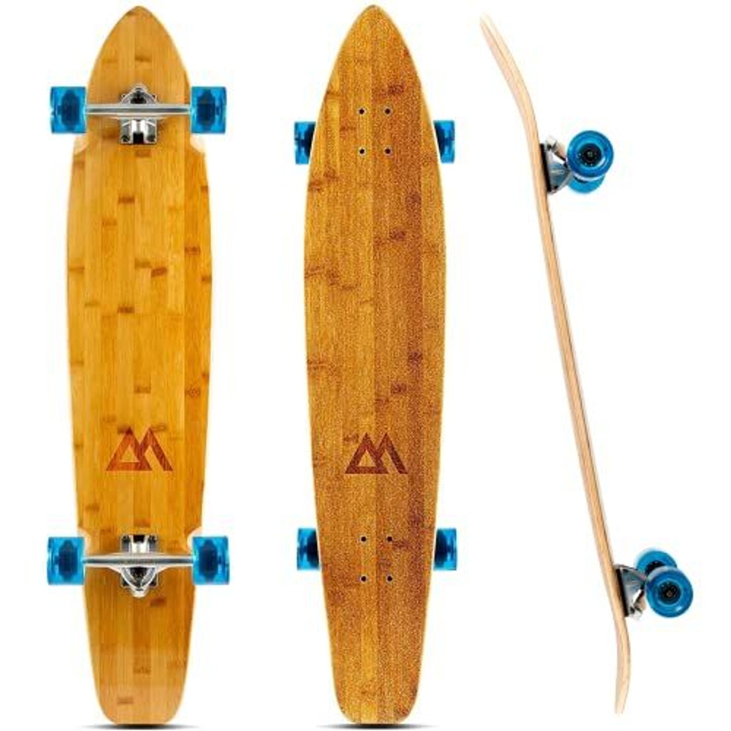 Magneto 44-inch Kicktail Cruiser Longboard Skateboard - Bamboo &#x26; Hard Maple Deck - Ideal for Commuting, Cruising, Carving, Downhill Riding - Suitable for Ages 3-14 (Blue)