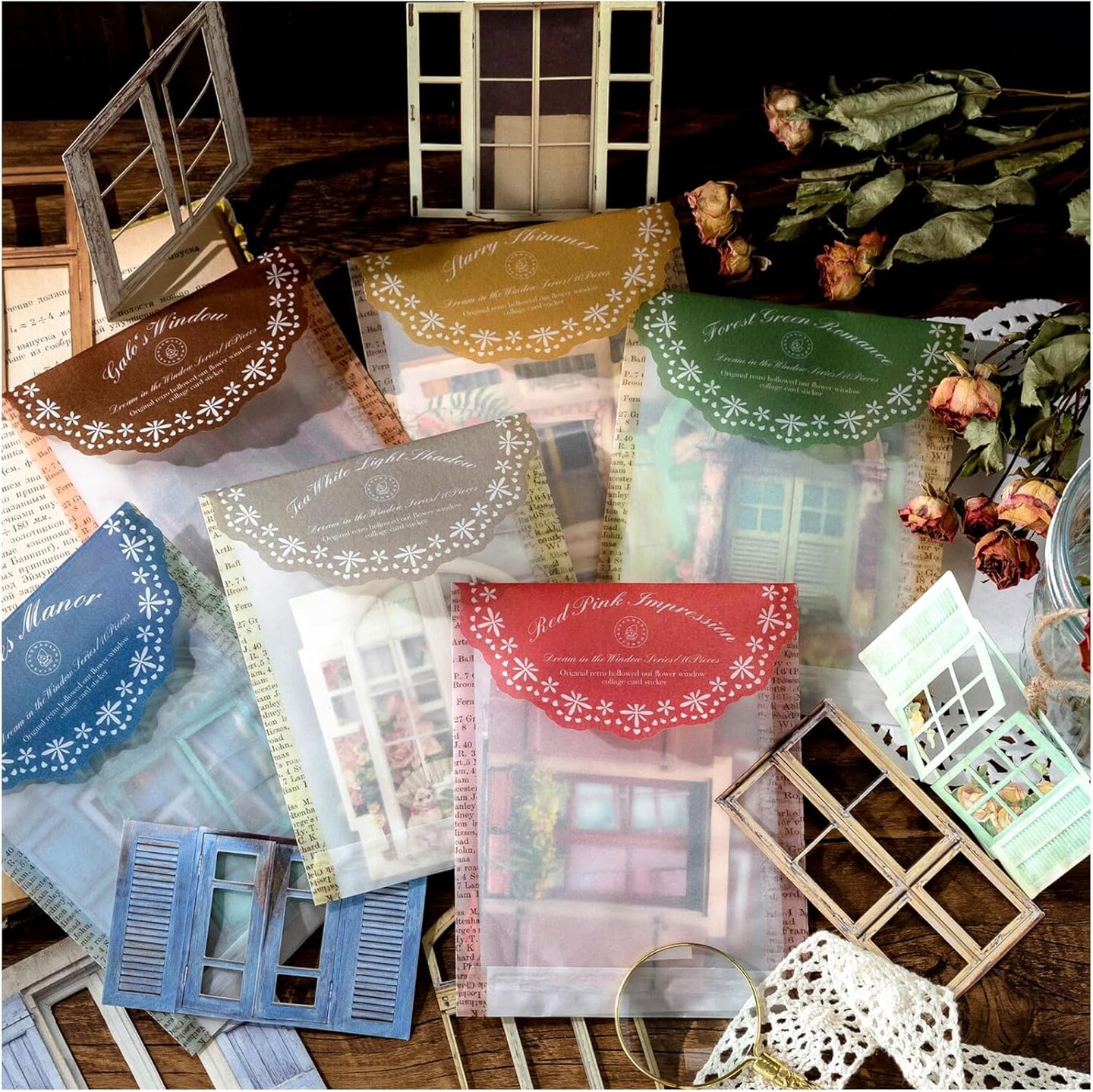Vintage Scrapbook Paper Sheets Window Cutout Stickers