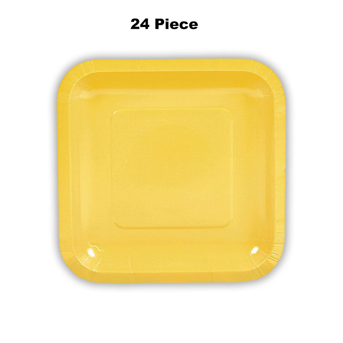 24 Count Yellow Square Paper Dessert Plates Bright Disposable Plates for Parties 7"