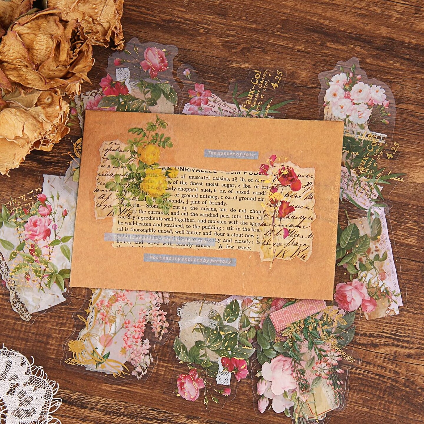 180 Pieces - Gold Foil Floral Stickers