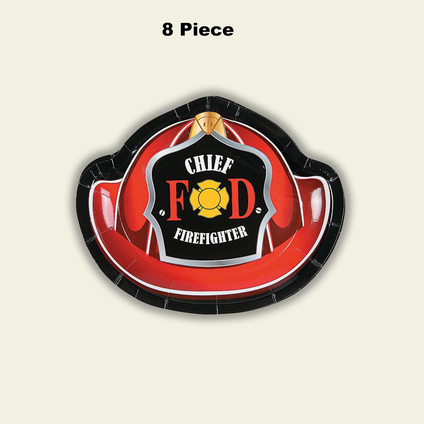8 Count Firefighter Fireman Hat Paper Dessert Plates 7 Inch Disposable Birthday Party Supplies