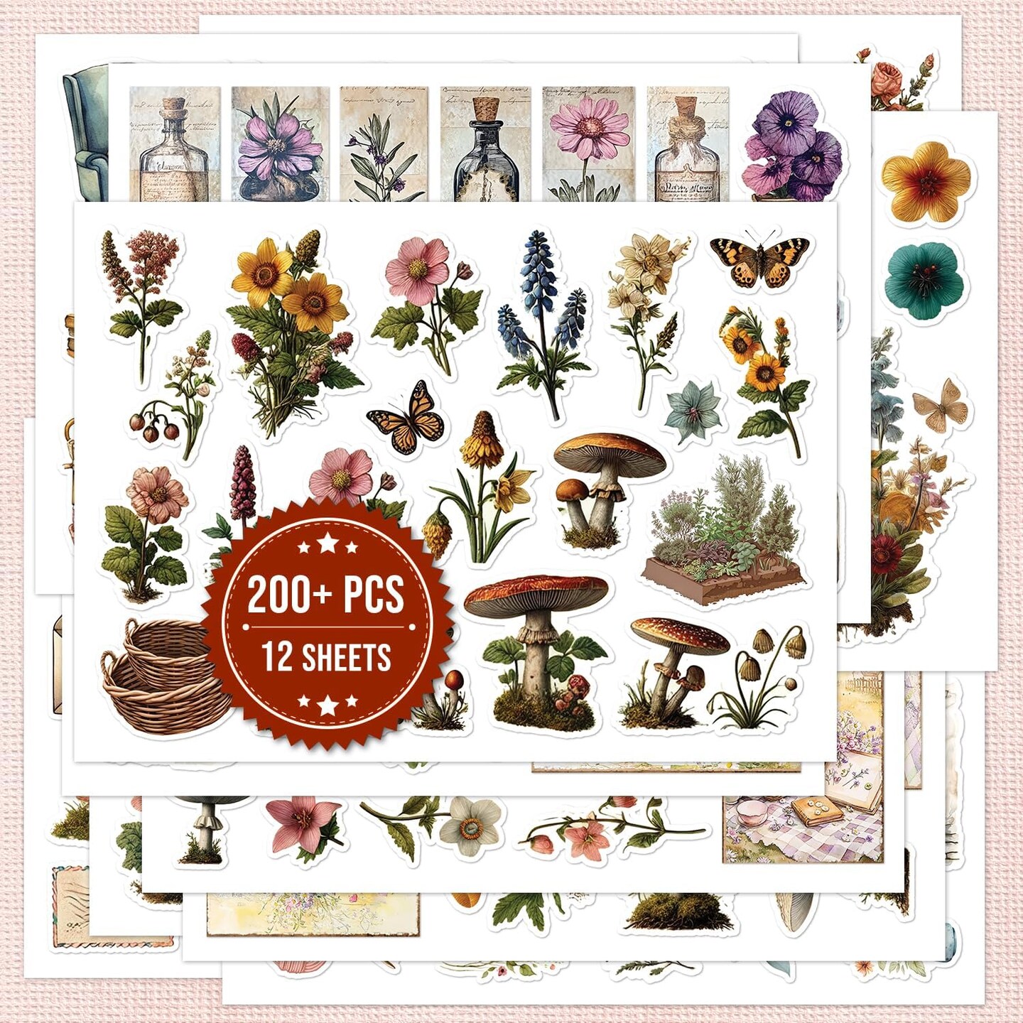 200PCS Cottagecore Stickers
