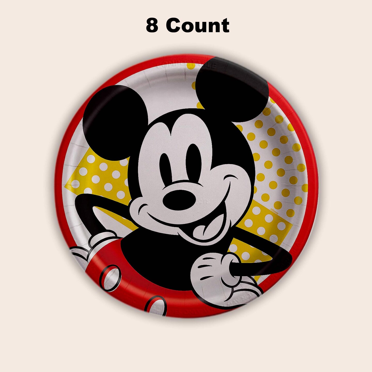 8 Count Mickey Mouse Paper Plates Birthday Party Dinnerware Supplies for Kids Party 9"