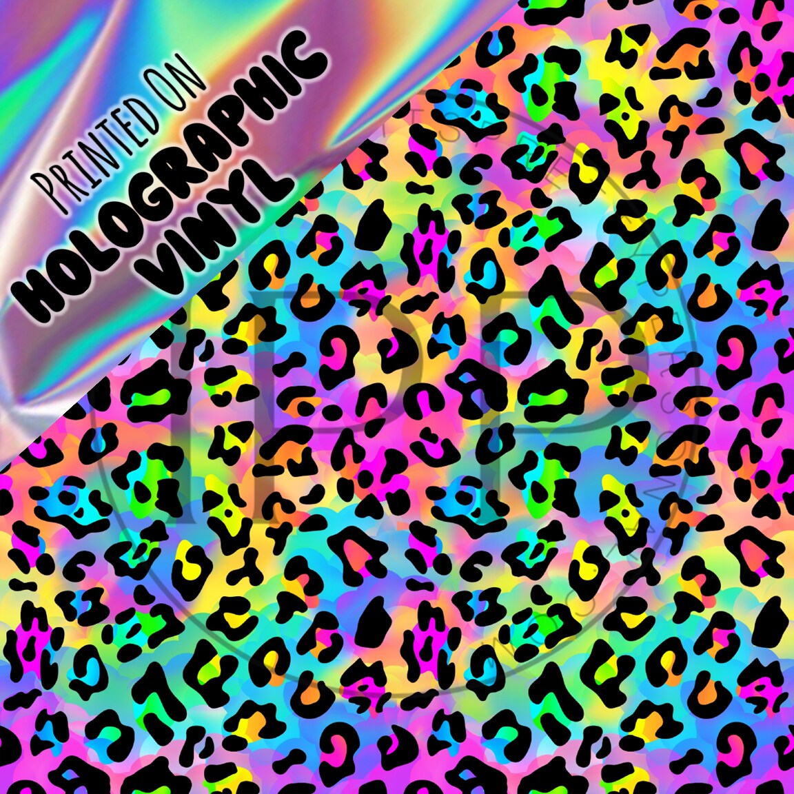 #448 HOLOGRAPHIC - Rainbow Leopard 12x12 Pattern Vinyl