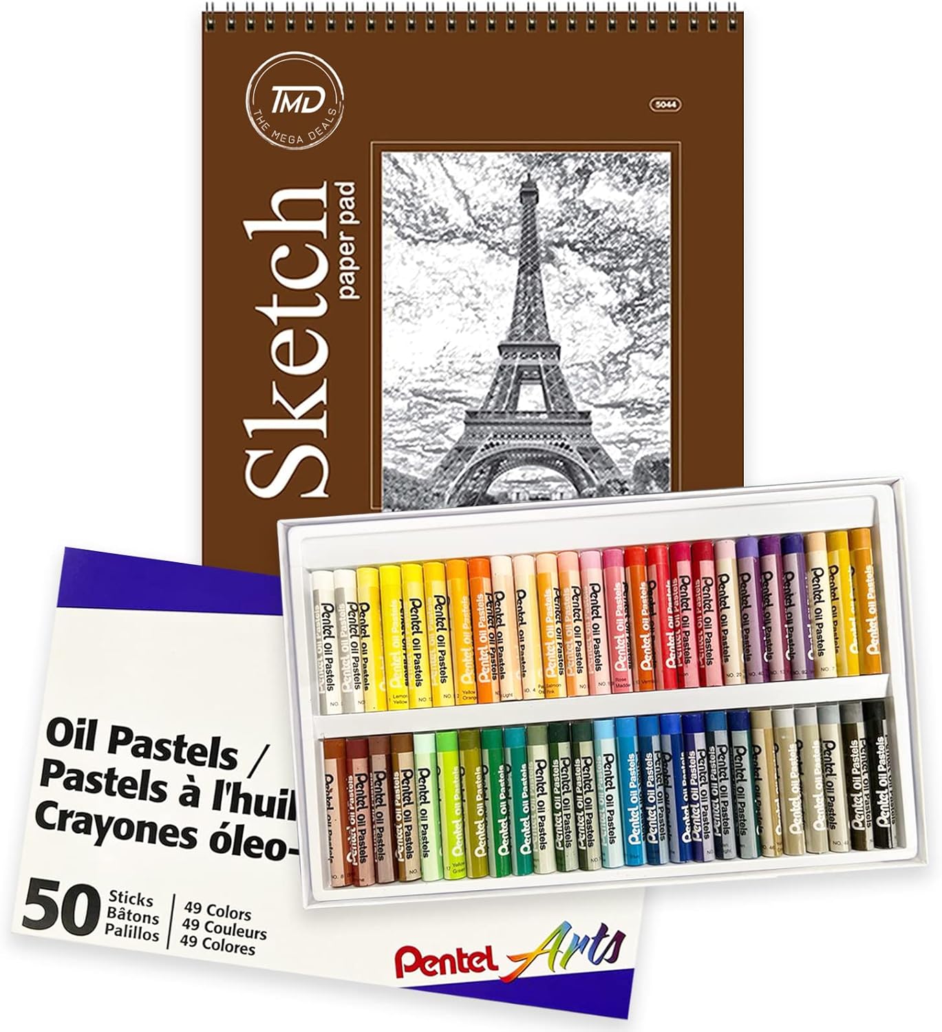 Oil Pastels 50 Colors Soft oil Pastels, Oil Pastels for Artists and Kids, Oil Crayons and Oil Pastel Paper Pad 9&#x22;x12&#x22; Spiral Bound 30 Sheets, Oil Pastels Art Supplies