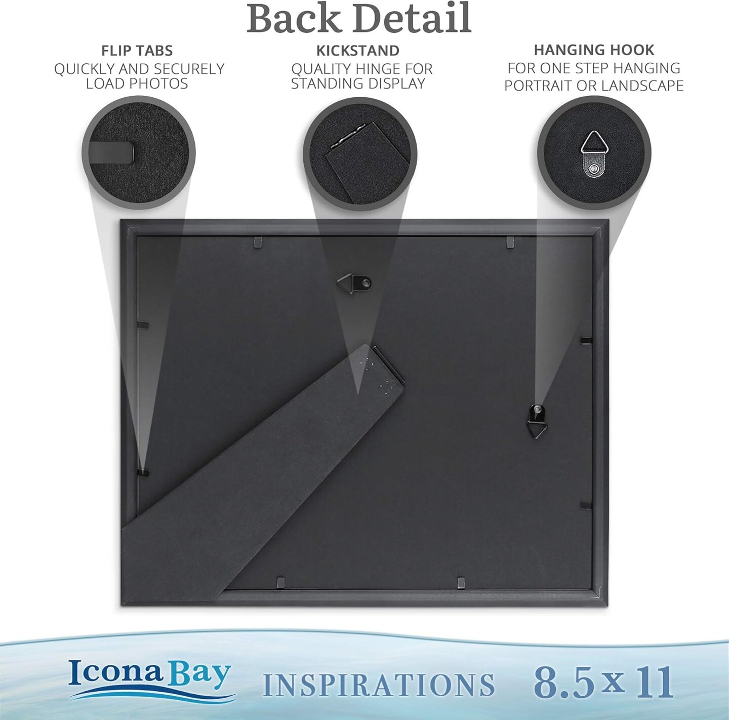 Bay 8.5x11 Certificate Frames (Black, 6 Pack), Beautifully Detailed Molding, Contemporary Document Frame Set, Wall Mount or Table Top, Inspirations Collection