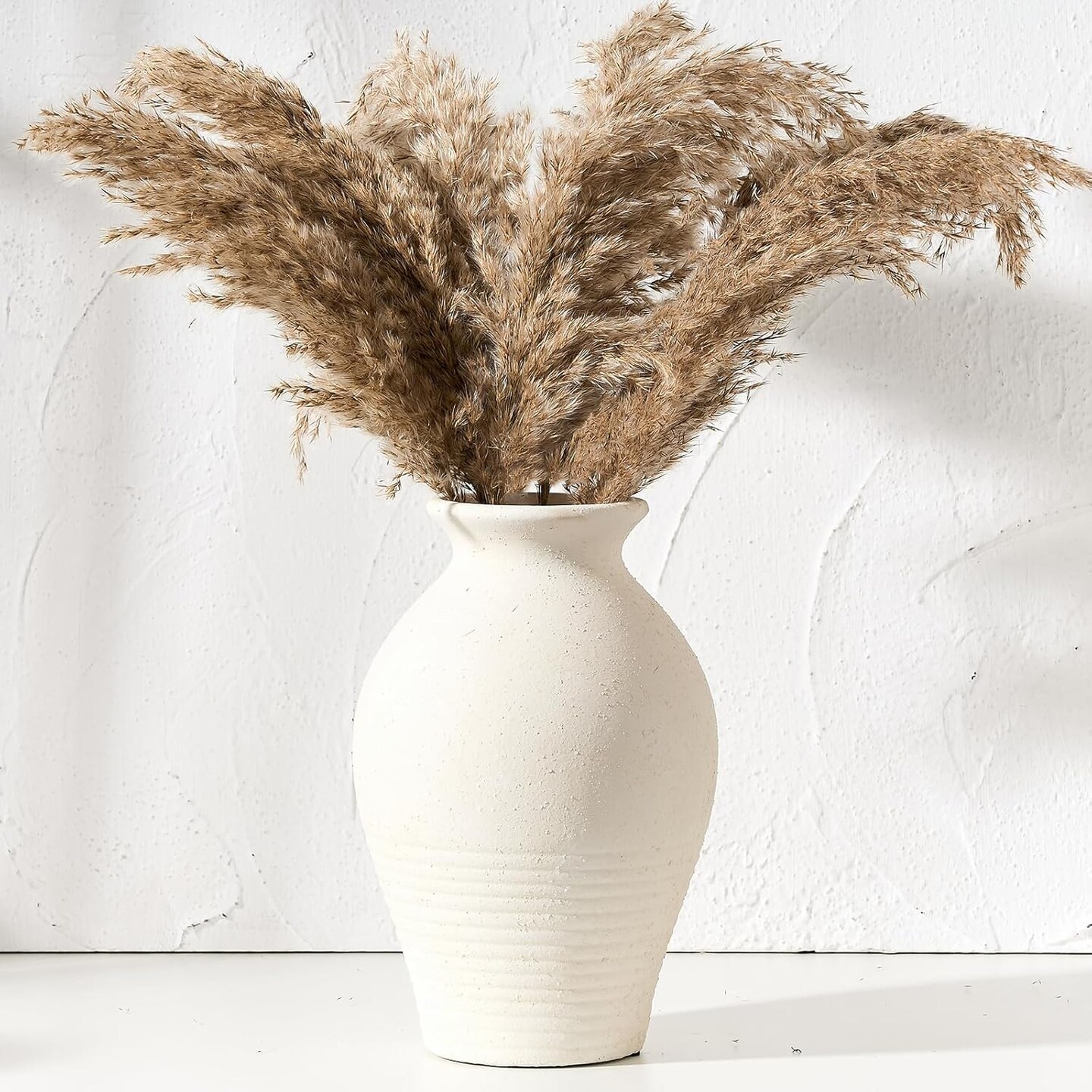 Ceramic Rustic Farmhouse Vase (Off-White) 9.2 inch