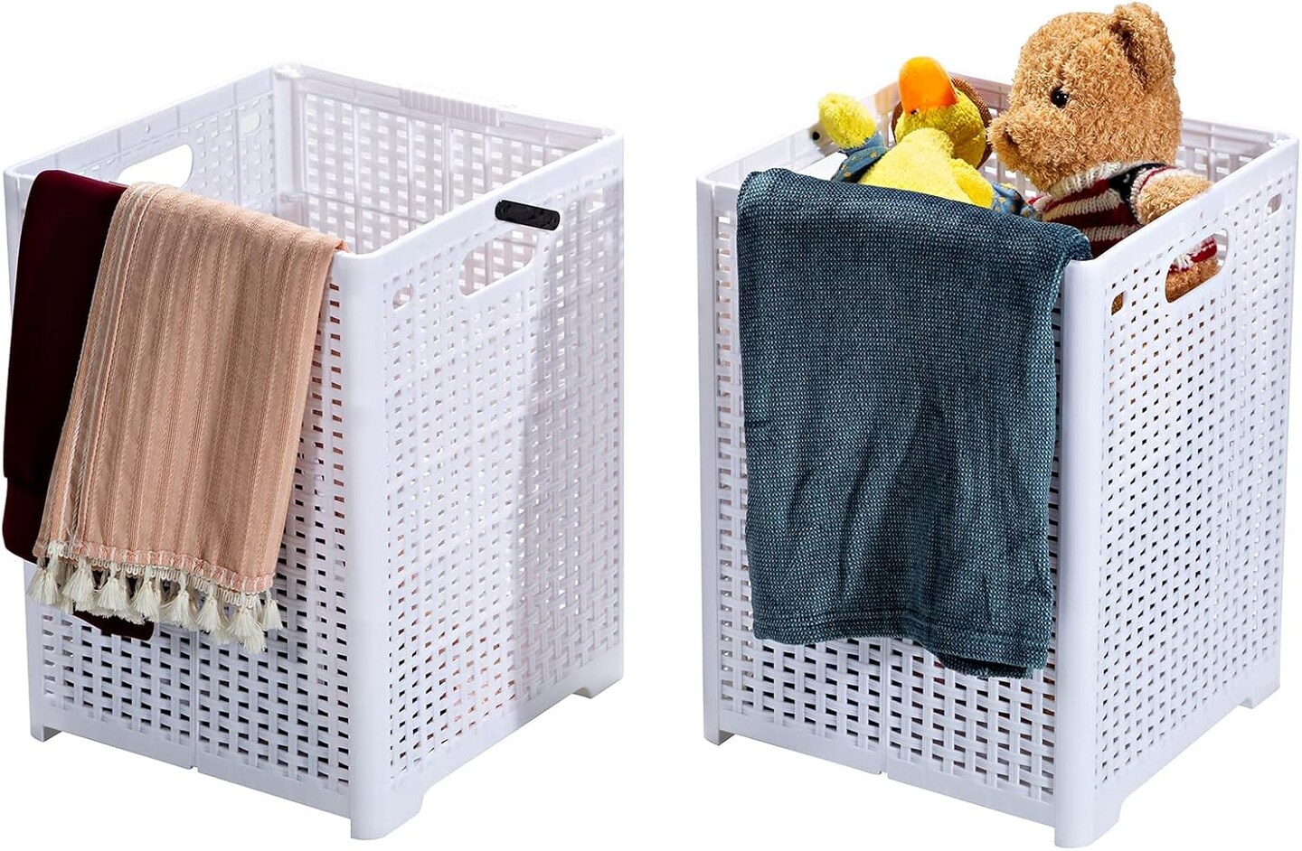 Collapsible Plastic Laundry Baskets,Foldable Laundry Hamper,Pack of 2