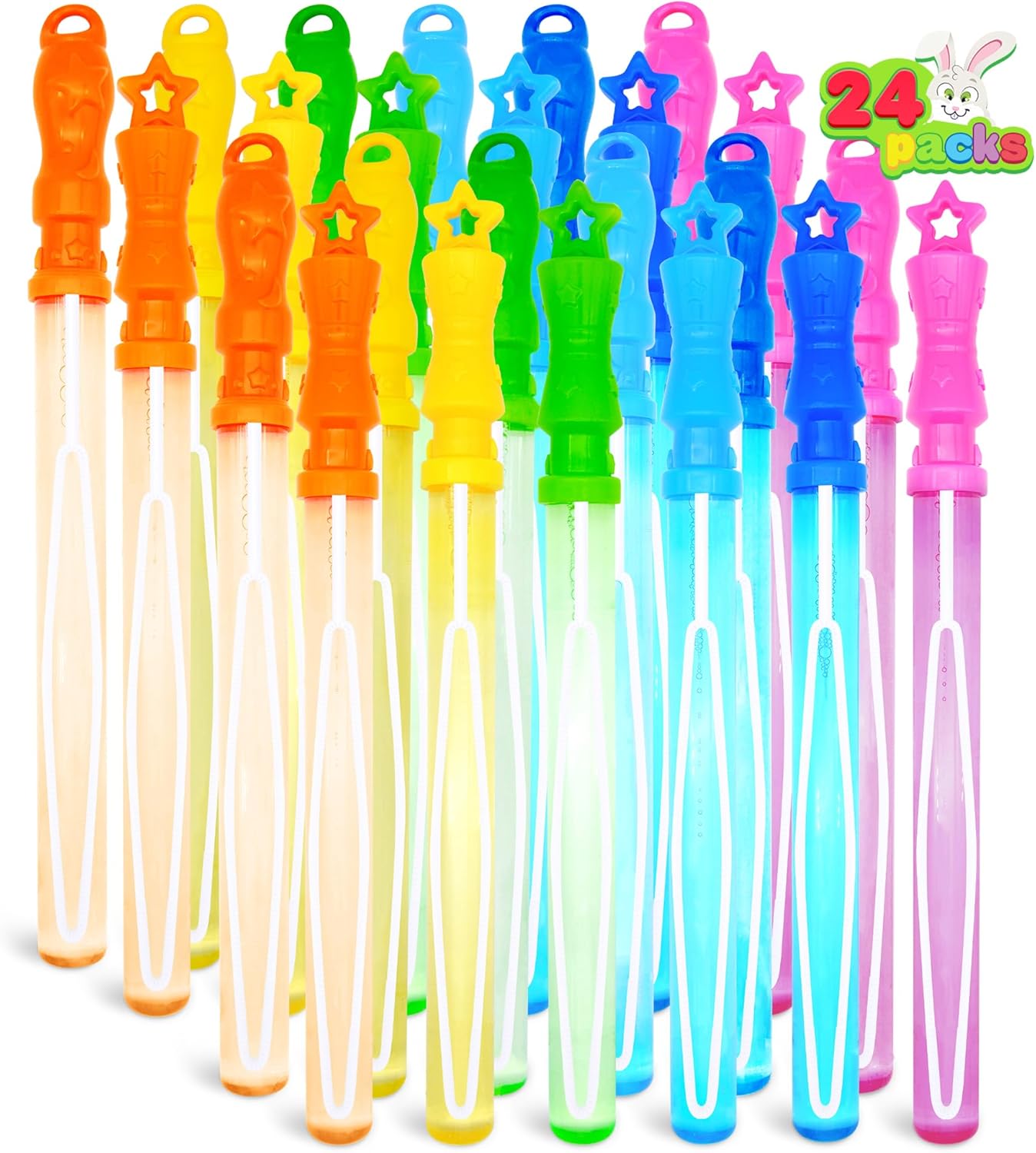 24 Pack 14&#x2019;&#x2019; Bubble Wands Assortment, 6 Colors Giant Bubble Wands Party Favors Kids Summer Toys Outdoor Play Toys Games Christmas Birthday Party
