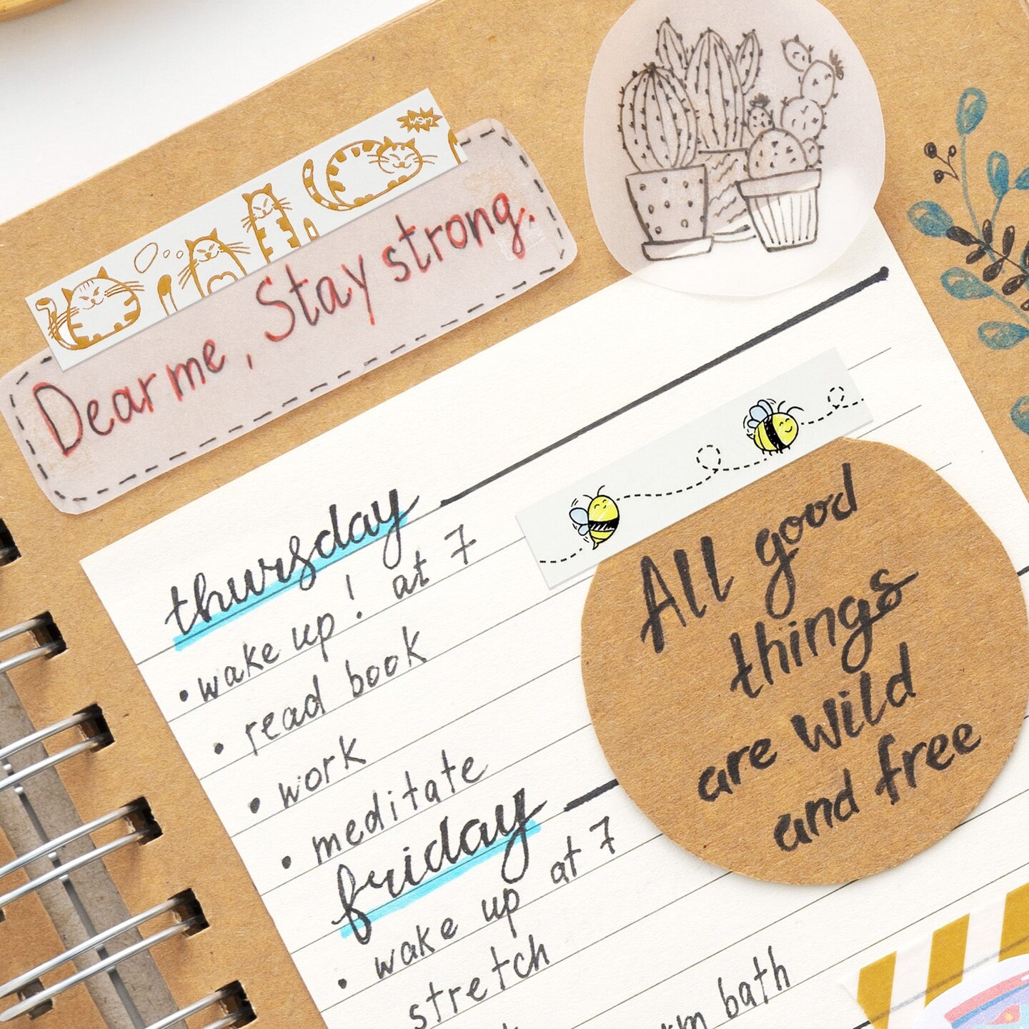 Wrapables Gold Foil Washi Masking Tape, 15mm x 10M, Golden Kitties