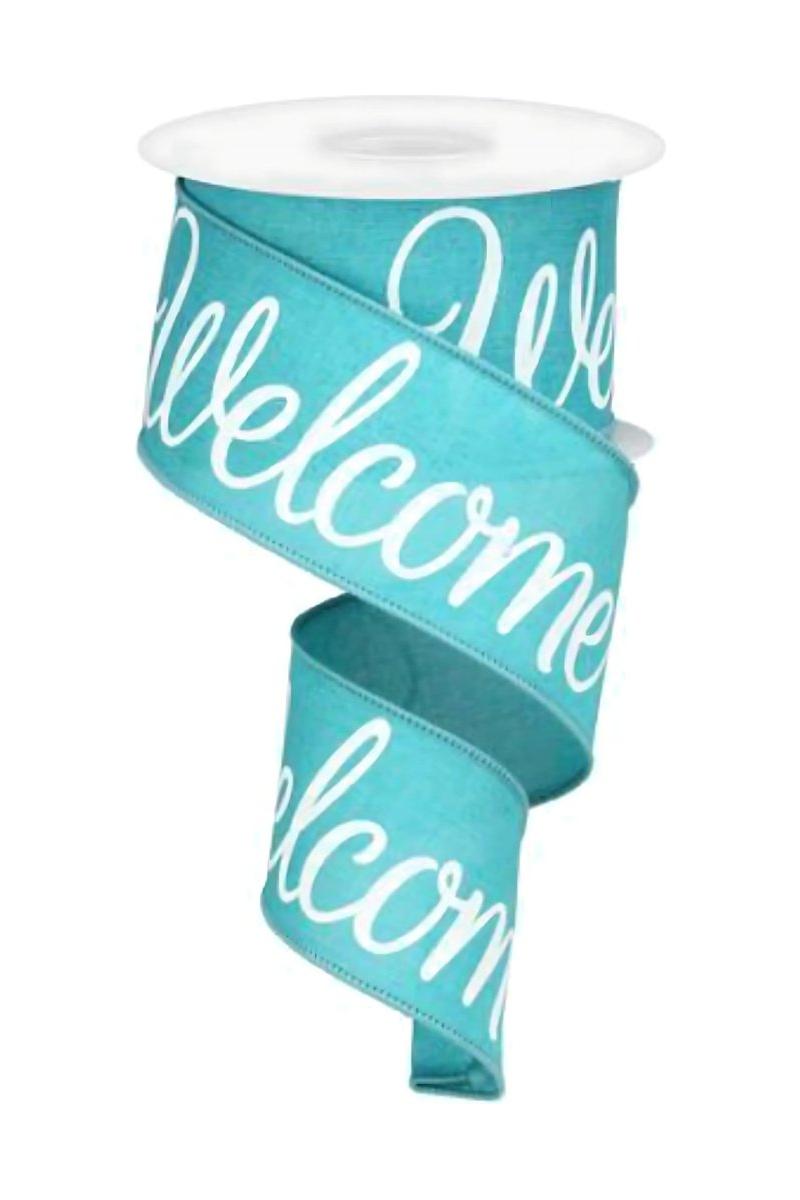 2.5&#x22; Welcome Royal Ribbon: Light Teal (10 Yards)