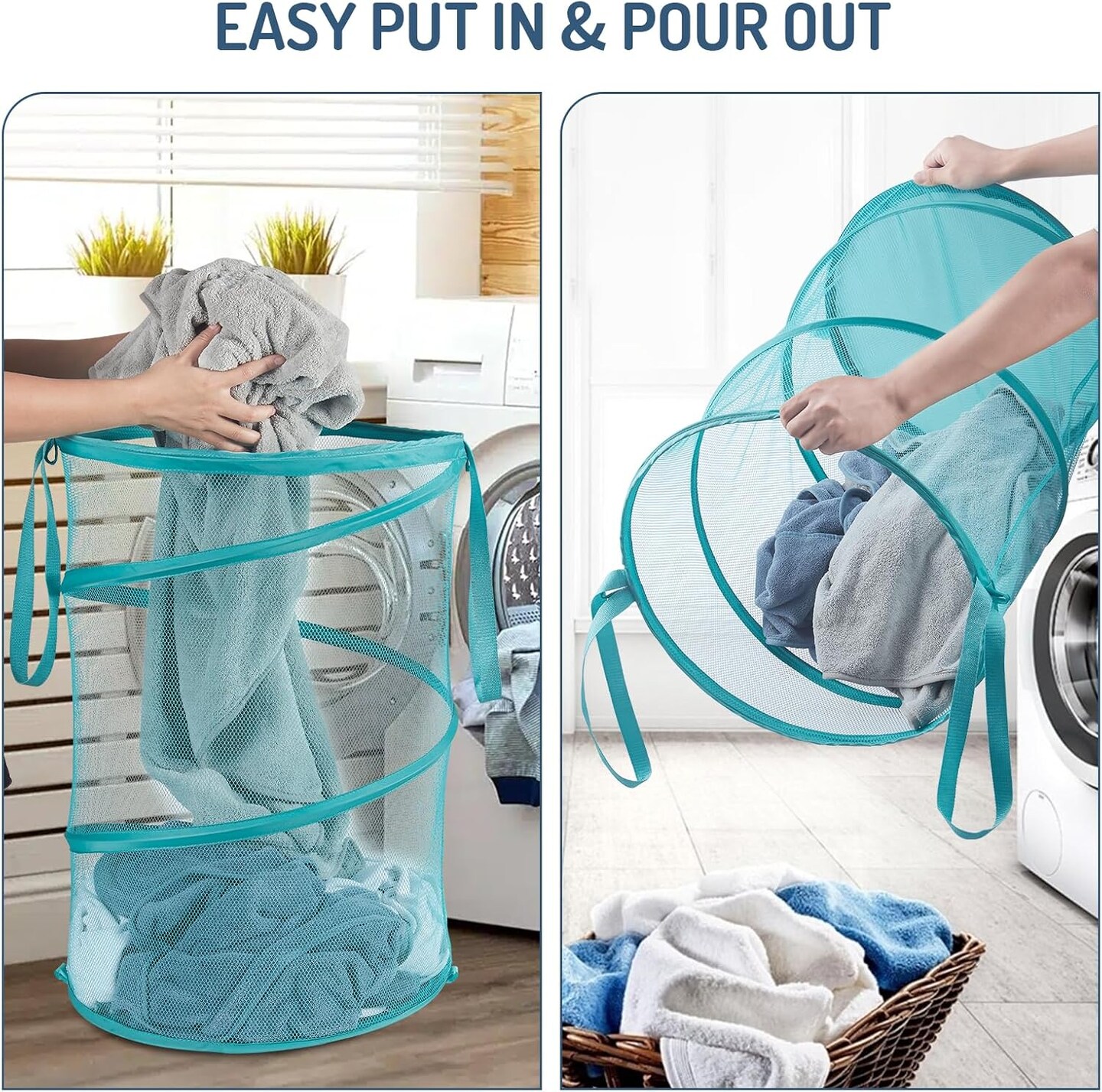 Mesh Popup Laundry Hamper 115L Collapsible Laundry Basket No Lid Extra Large Capacity Foldable Clothing Storage Basket
