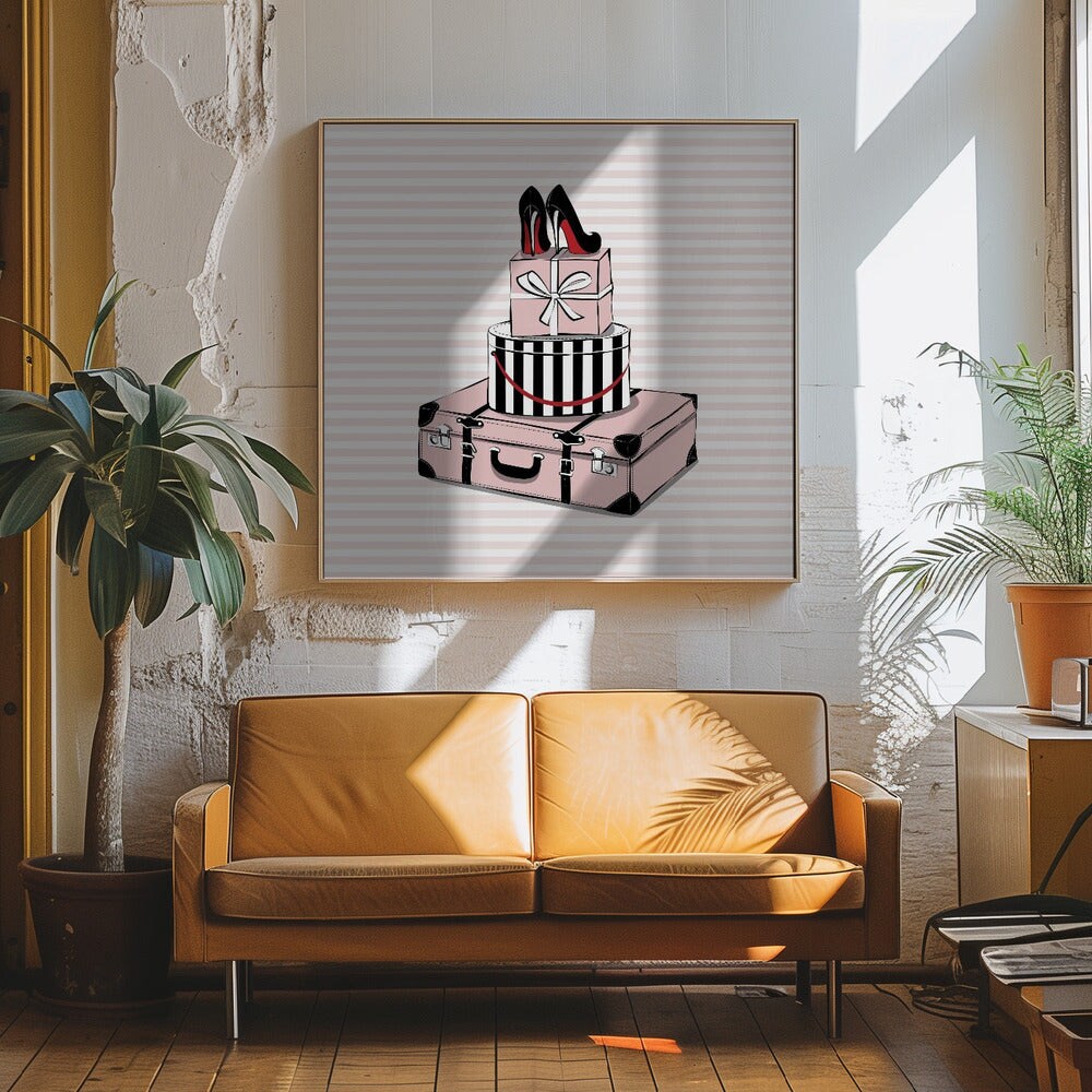 Stylish Travels Square Canvas Art | Modern Home Wall Decor 24x24 Canvas - Corporate Office Art