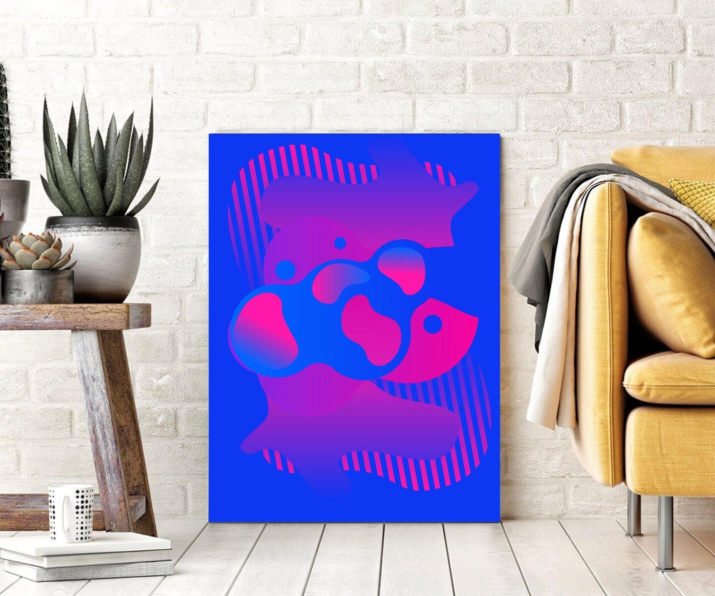 Abstract Artwork Blue Magenta Wall Art Classic Framed Canvas Prints Framed art