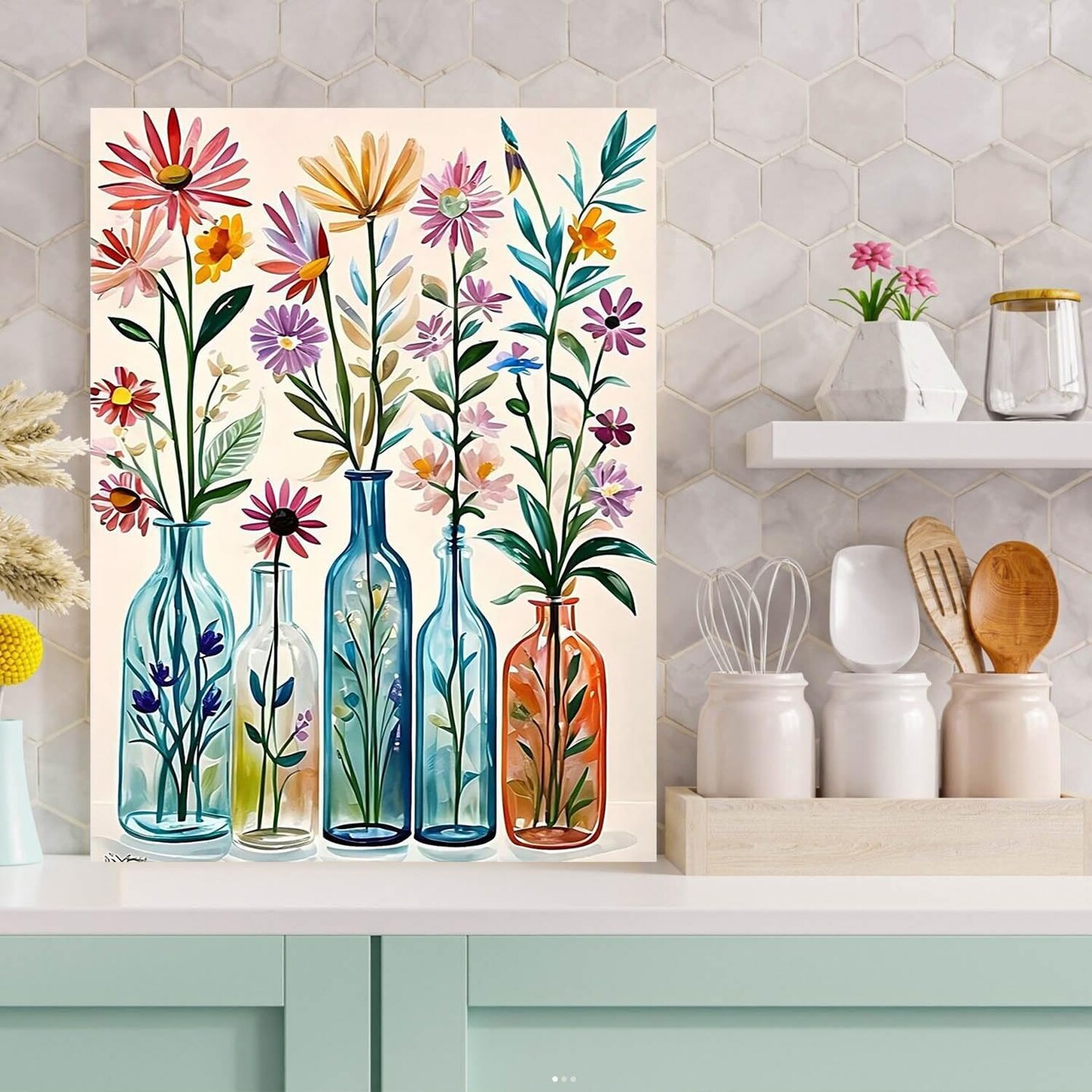 DIY Diamond Art Kits for Adults Flowers Diamond Painting Kits for Adults Beginners, Round 5D Full Drill Paint by Diamonds Gem Art Dots Painting Vase Flowers Crafts for Home Wall Art Decor 11.8x15.7in