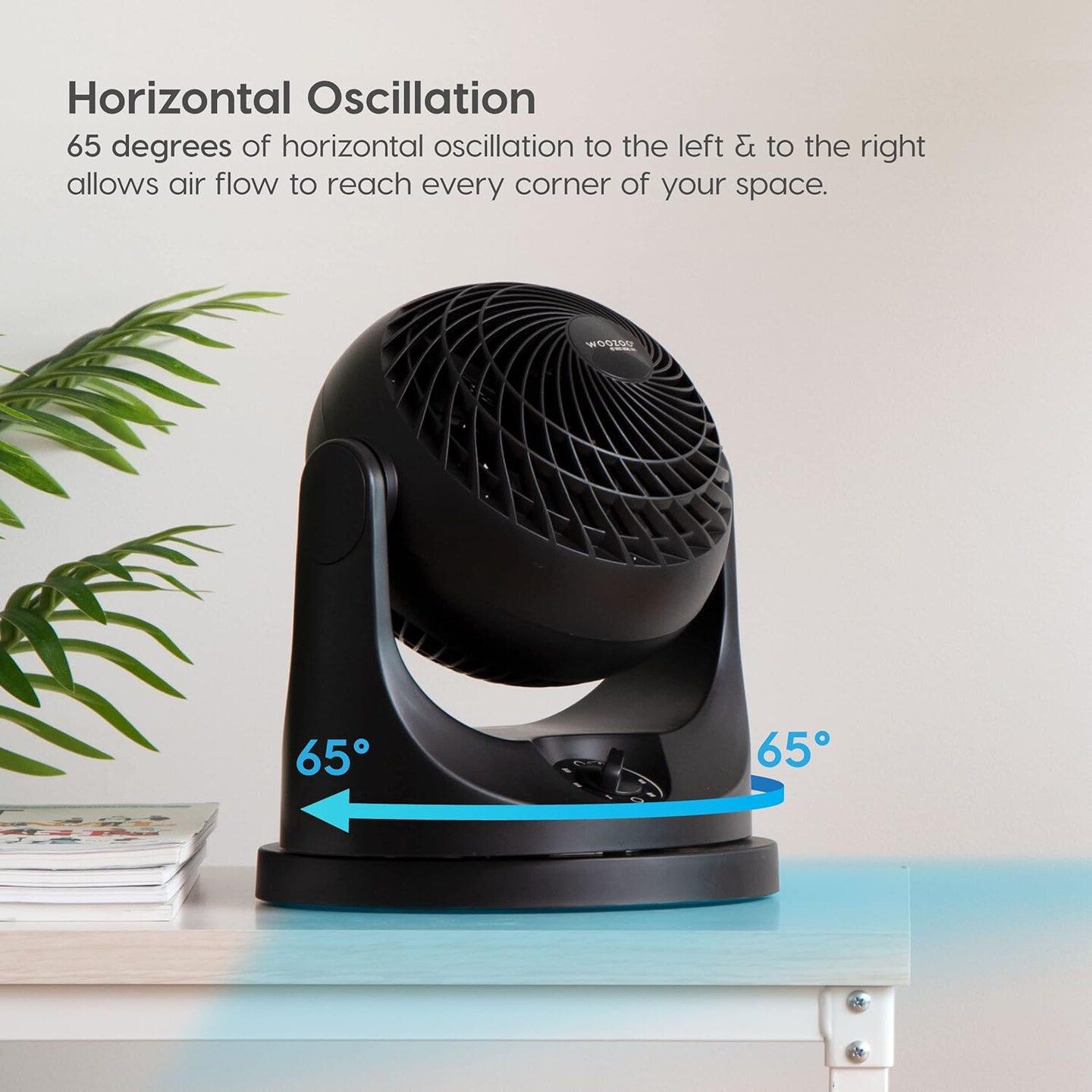 IRIS USA WOOZOO Fan, Small Oscillating Desk Fan, Table Air Circulator, 3 Speeds, 52ft Max Air Distance, 12 Inches, 112° Adjustable Tilt, 30 db Low