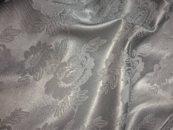 1 Yard Silver Floral Jacquard Brocade Cotton Poly Fabric for Suits Fashion Upholstery