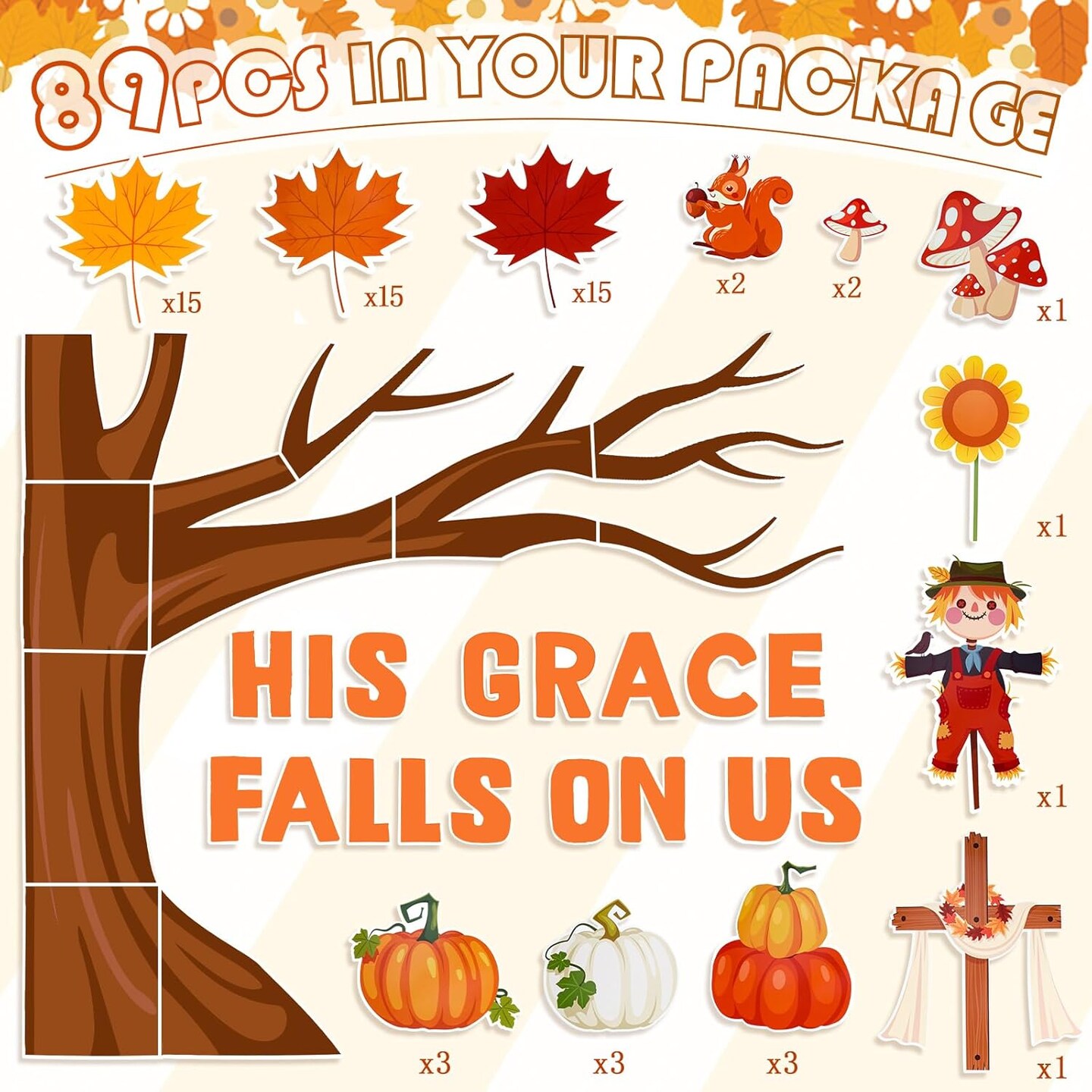 89PCS His Grace Falls on Us Christian Bulletin Board Sets (Multicolored)