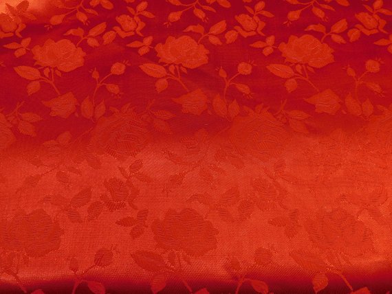 1 Yard Red Floral Jacquard Satin Fabric for Dresses Jackets Skirts Upholstery 54/56&#x22; Width 100% Polyester