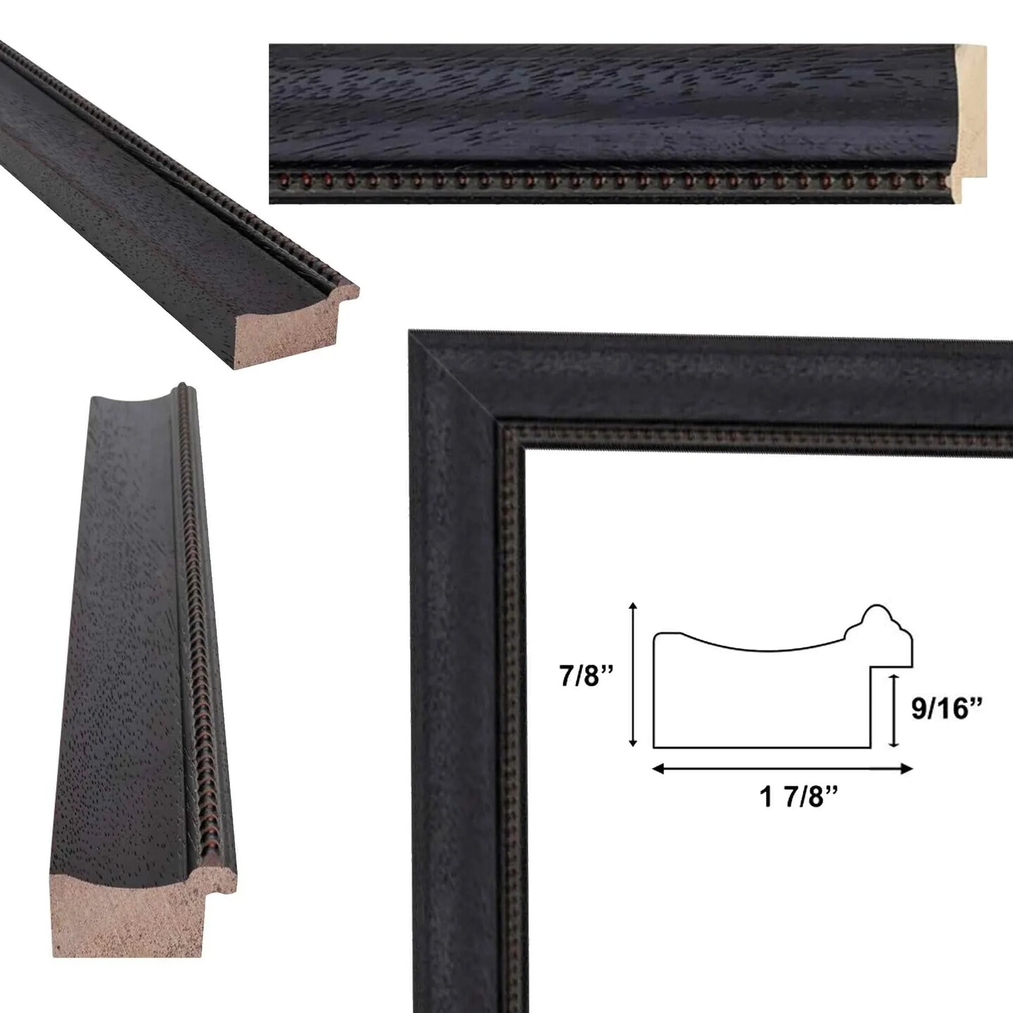 Gothic Wooden Black Scoop Bead Picture Frame 16x20 frame