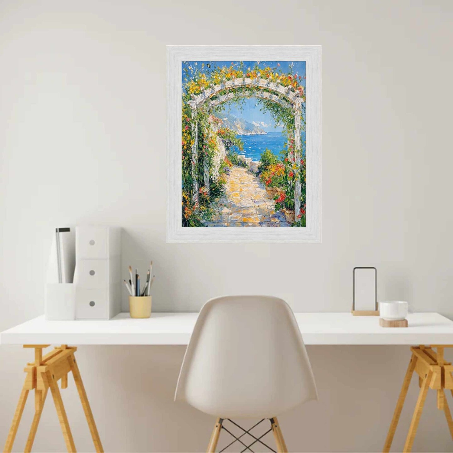 Modern White Wash Wood Grain Picture Frame 11x16 frame