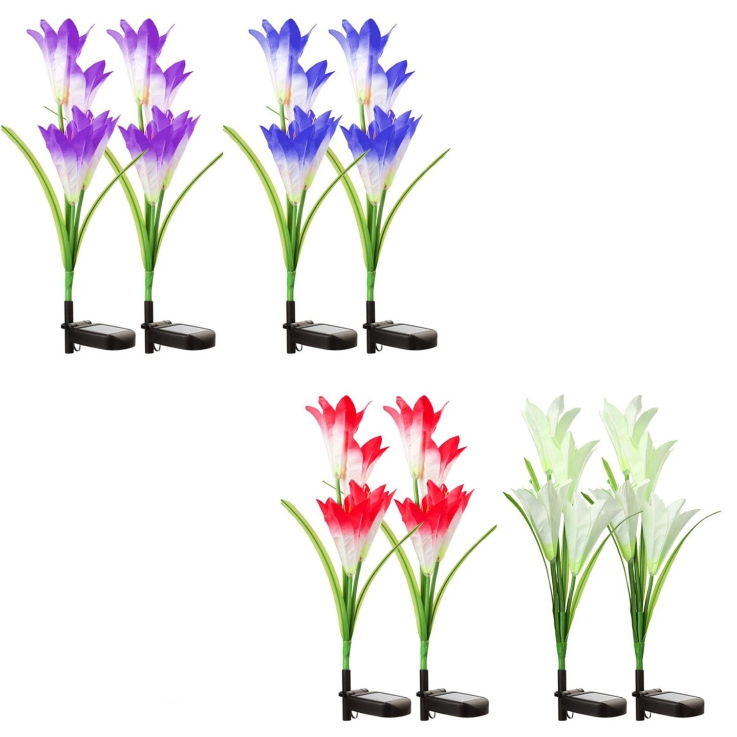 Solar Lily Flower Lights Outdoor Garden Stake LED Landscape Decor