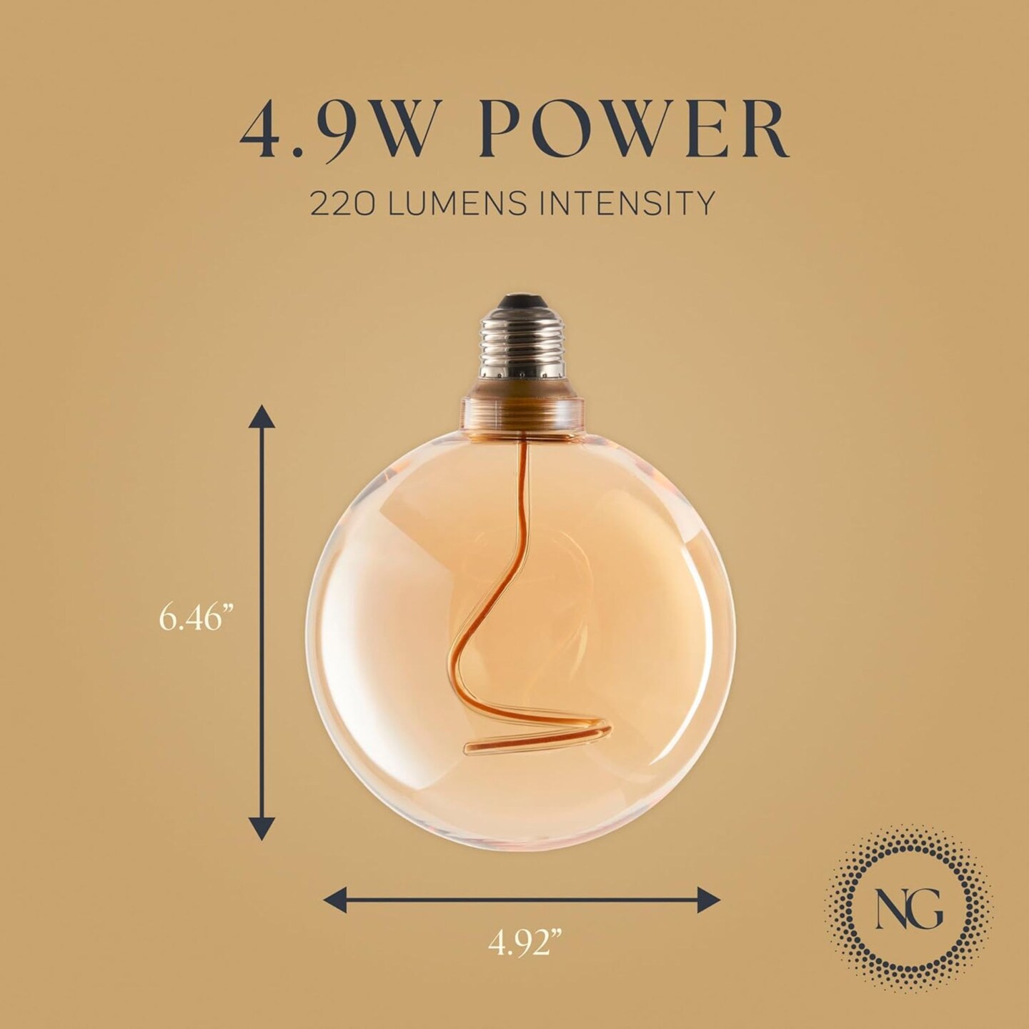Next Glow Decorative LED Edison Bulb, Dimmable 2000K, E26, Oversized Globe Bulb