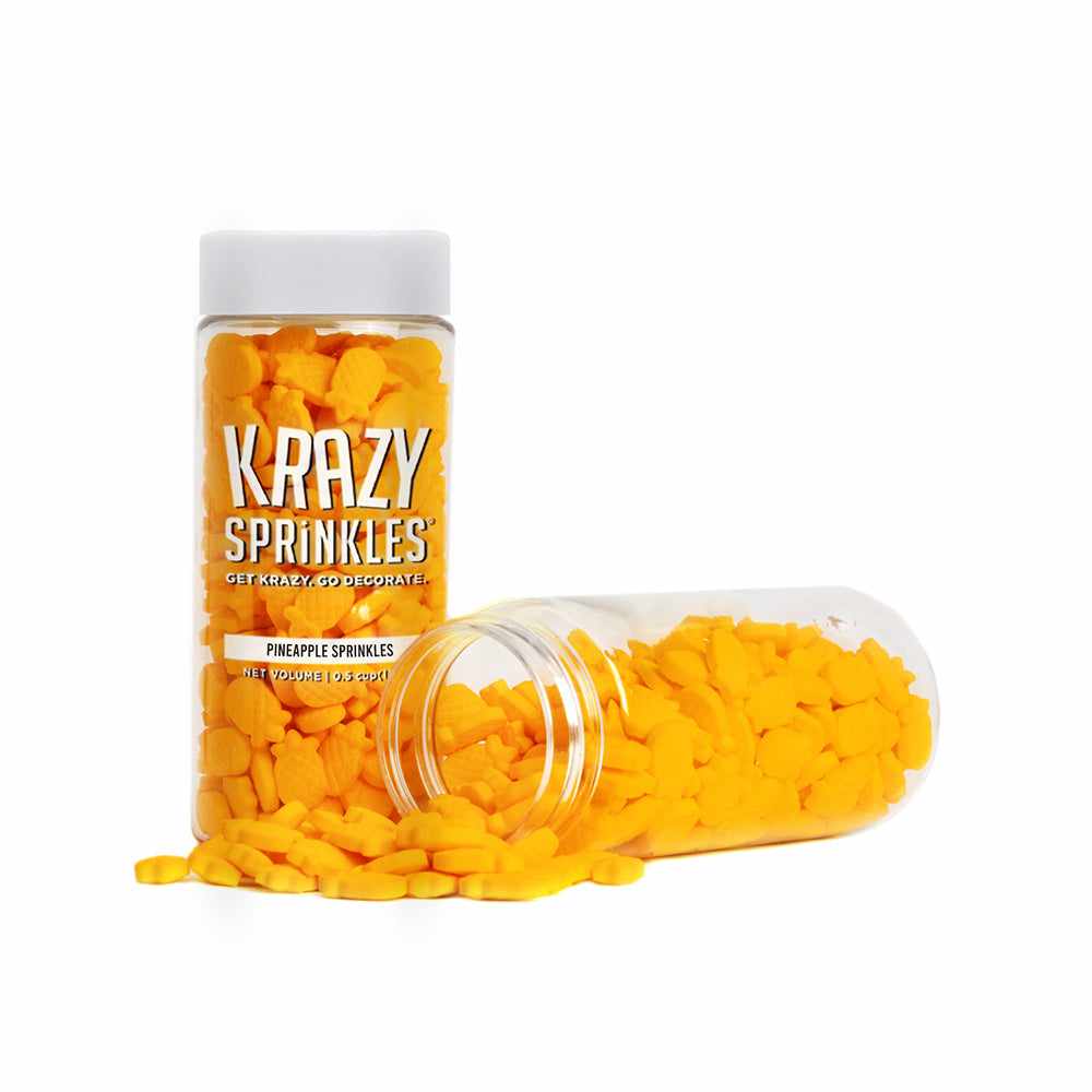 Krazy Sprinkles - Pineapples (1/2 Cup, 1x Jar) for Cakes, Ice Cream &#x26; Cookies