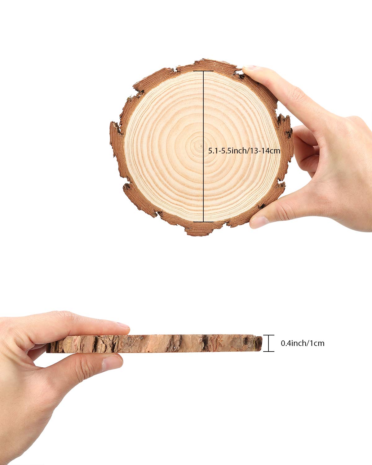 12 Pcs 5.1-5.5 Inch Wood Slices, Unfinished Wood Slice Ornaments for DIY Crafts Wedding Table Centerpieces Coasters for Arts Painting Craft