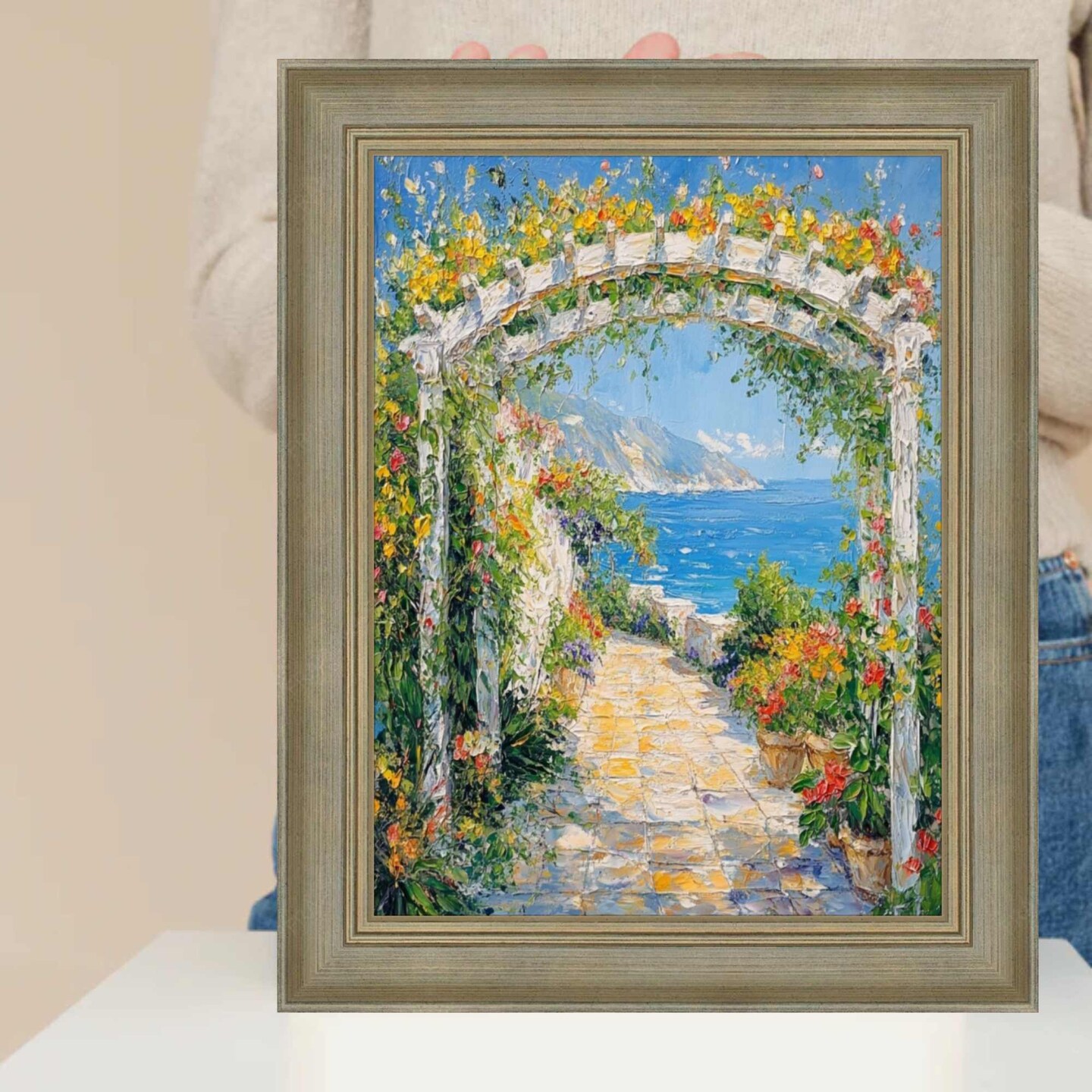 Traditional Aged Silver Scoop Picture Frame 24x36 frame