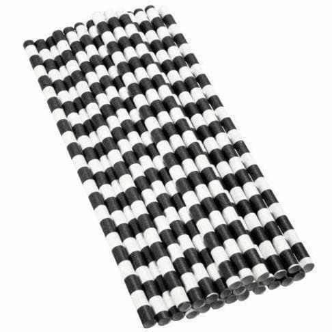 Black and White Stripes Cake Pop Party Straws